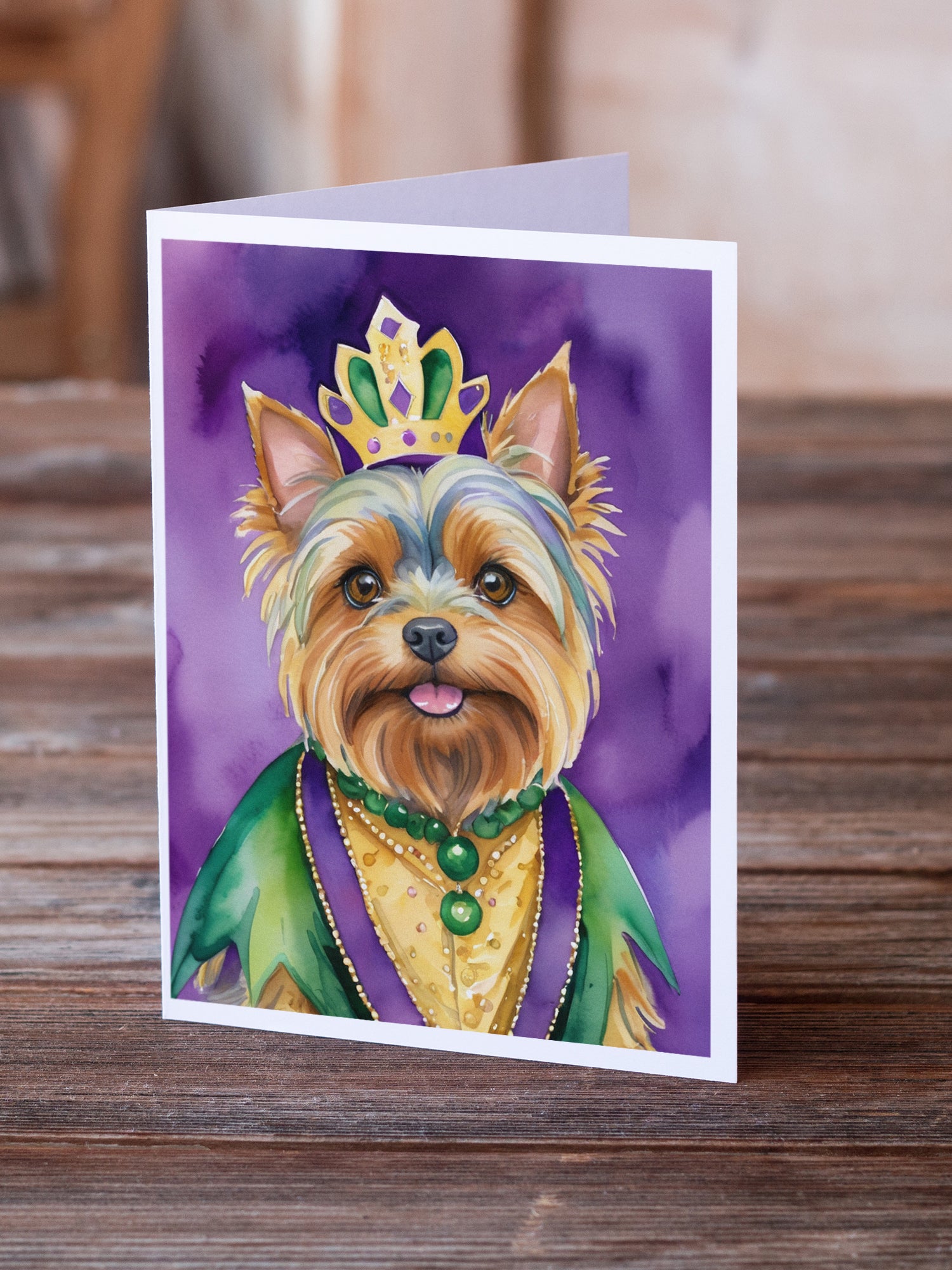 Buy this Yorkshire Terrier King of Mardi Gras Greeting Cards Pack of 8