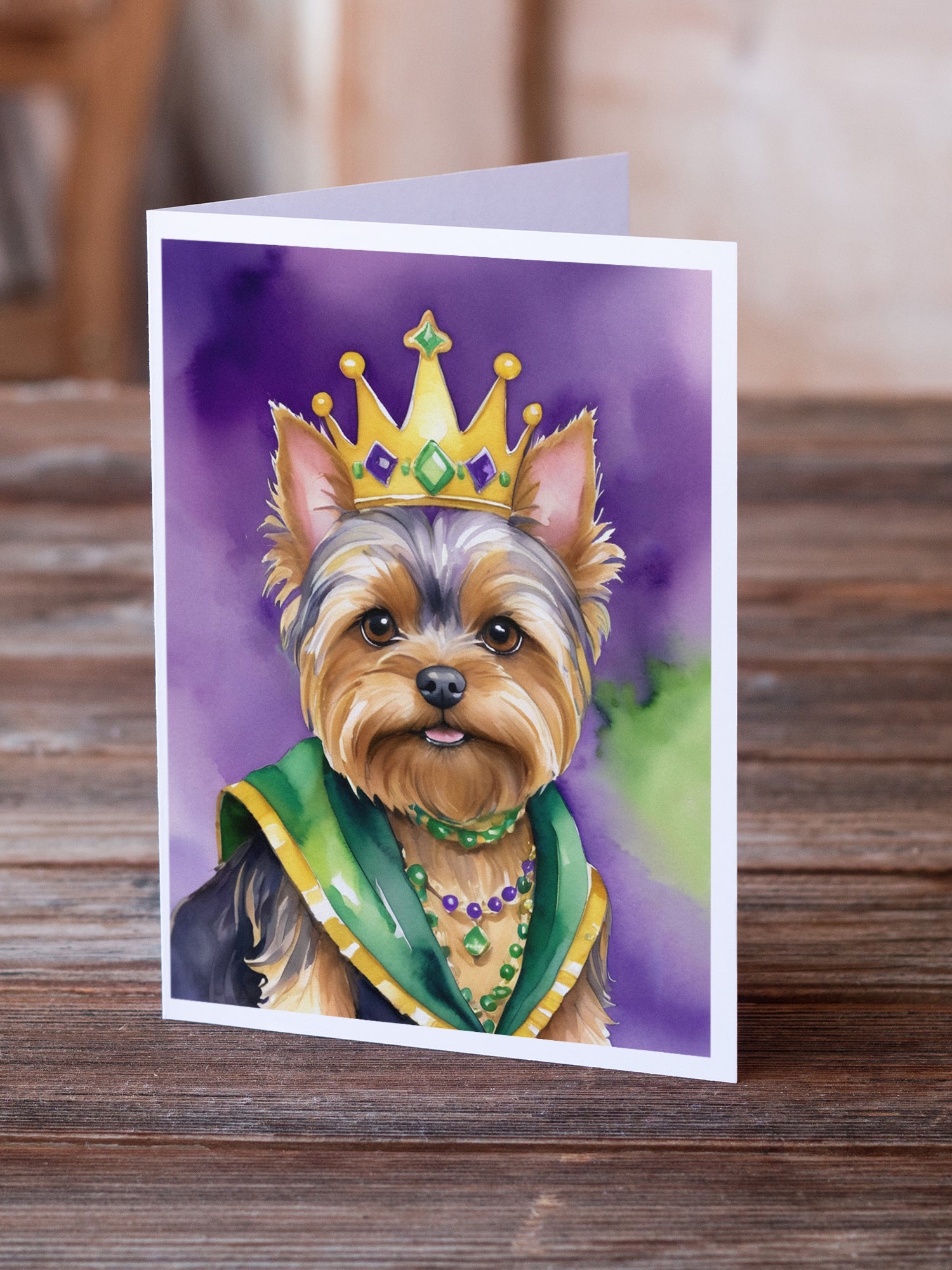 Buy this Yorkshire Terrier King of Mardi Gras Greeting Cards Pack of 8