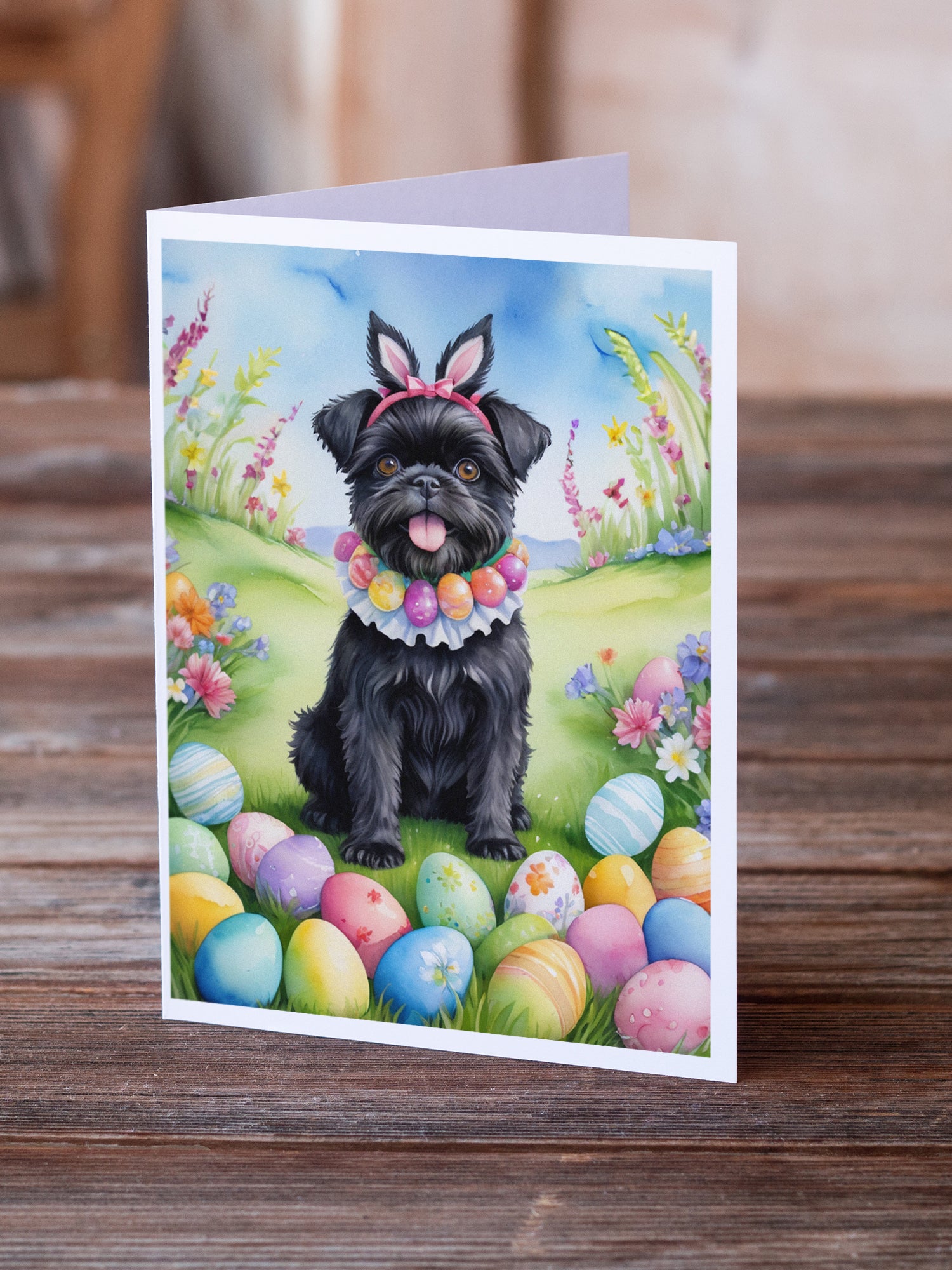 Affenpinscher Easter Egg Hunt Greeting Cards Pack of 8