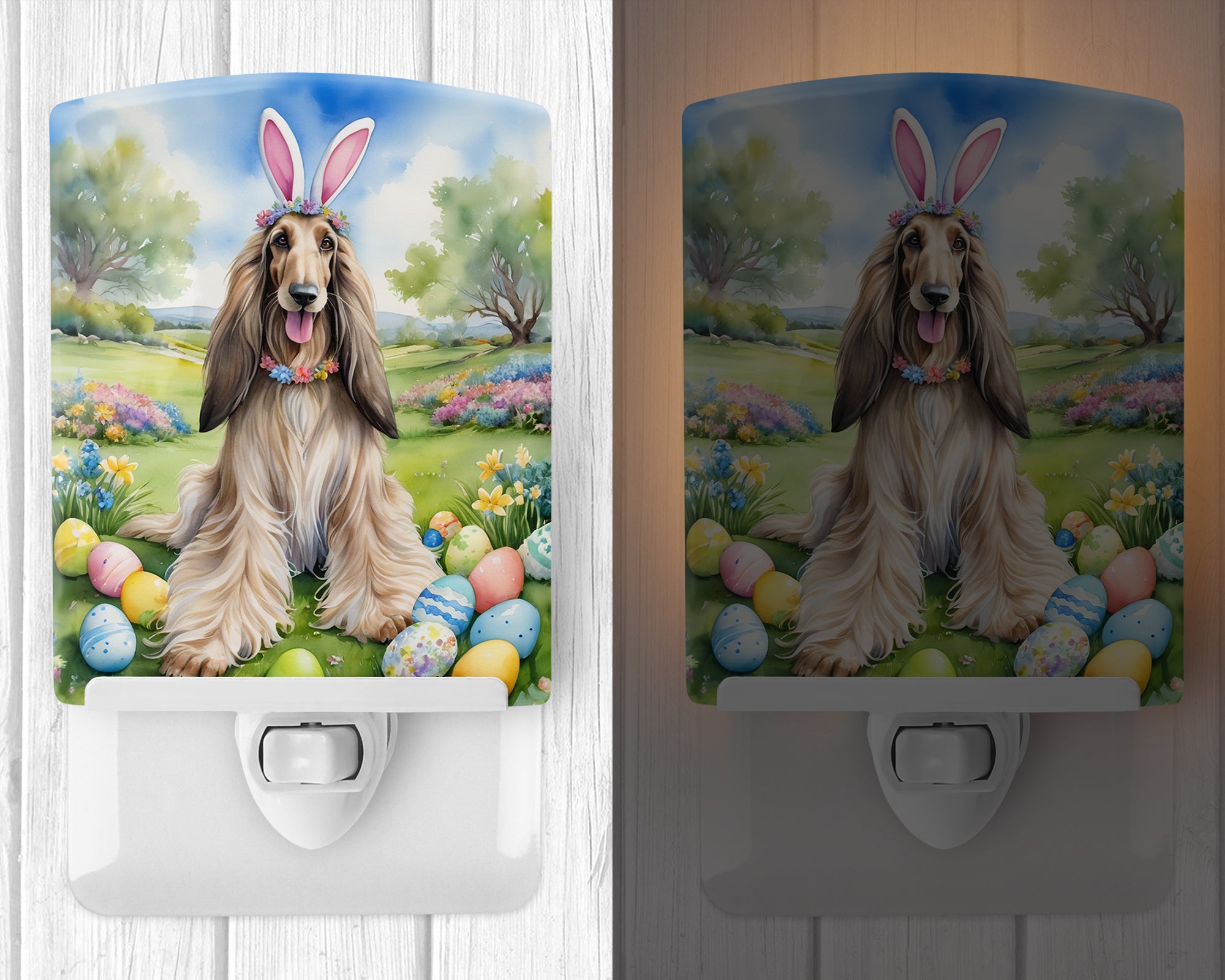 Buy this Afghan Hound Easter Egg Hunt Ceramic Night Light