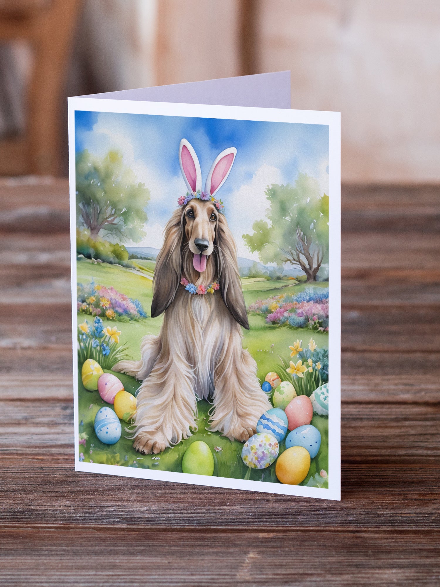 Afghan Hound Easter Egg Hunt Greeting Cards Pack of 8