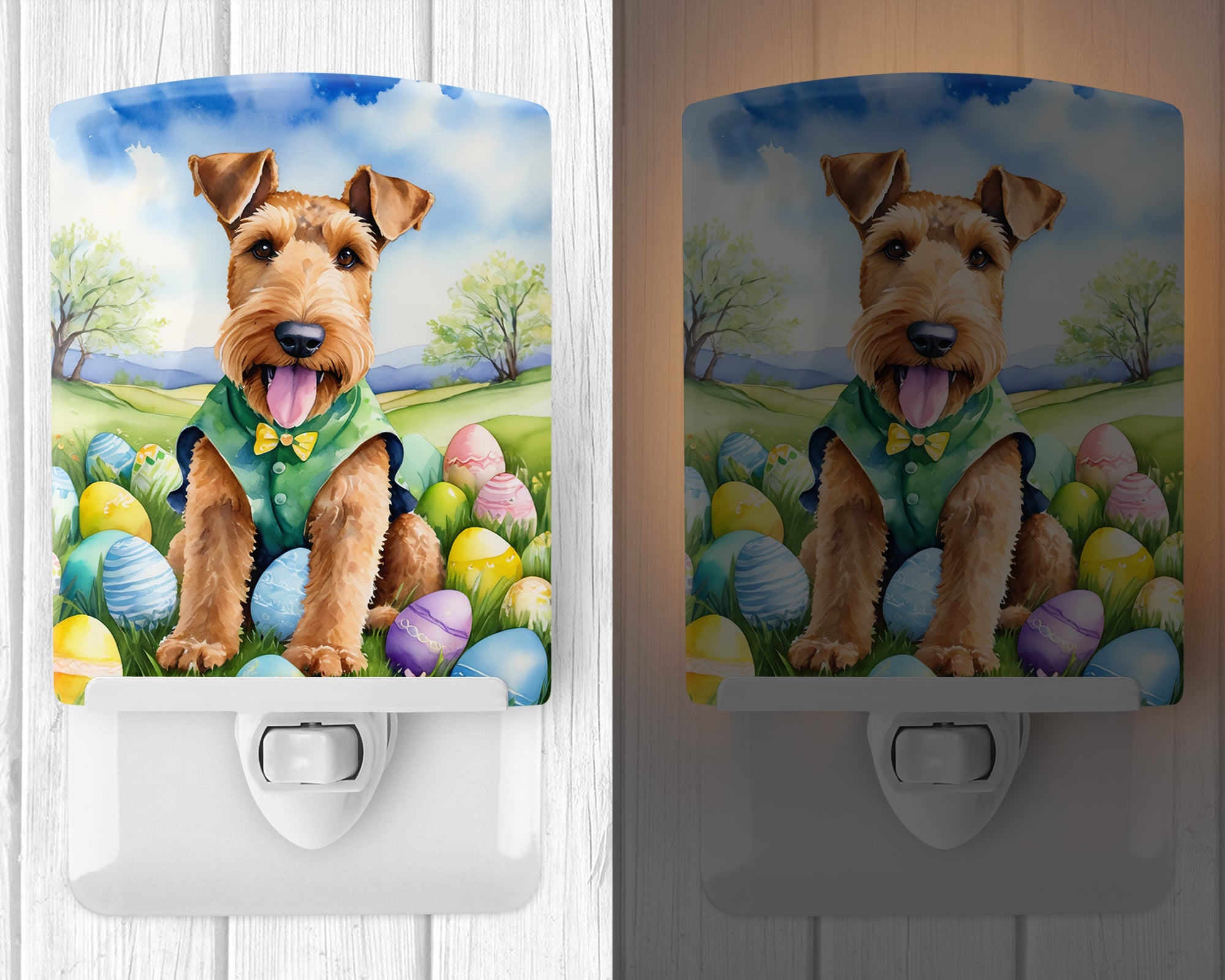 Buy this Airedale Terrier Easter Egg Hunt Ceramic Night Light