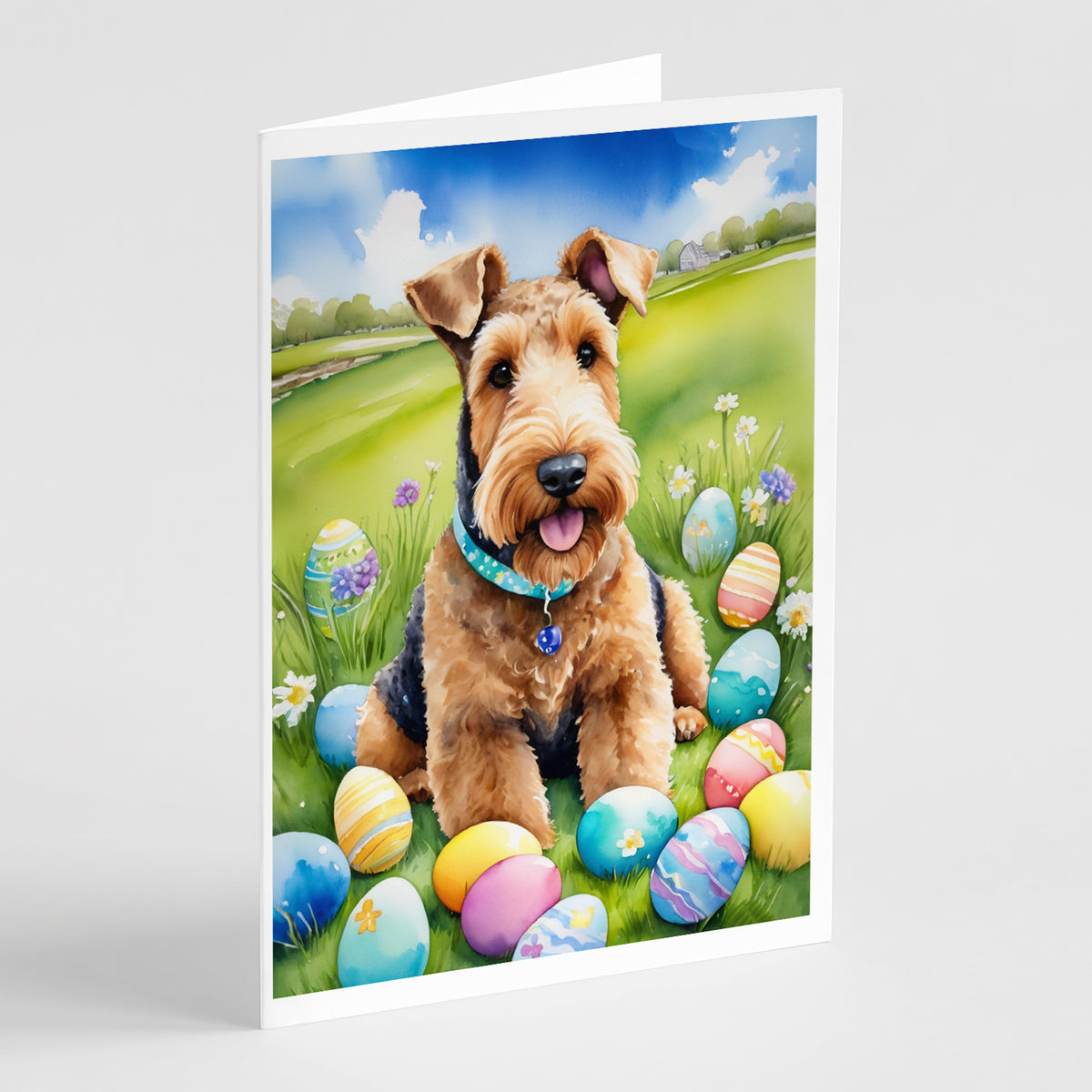 Buy this Airedale Terrier Easter Egg Hunt Greeting Cards Pack of 8