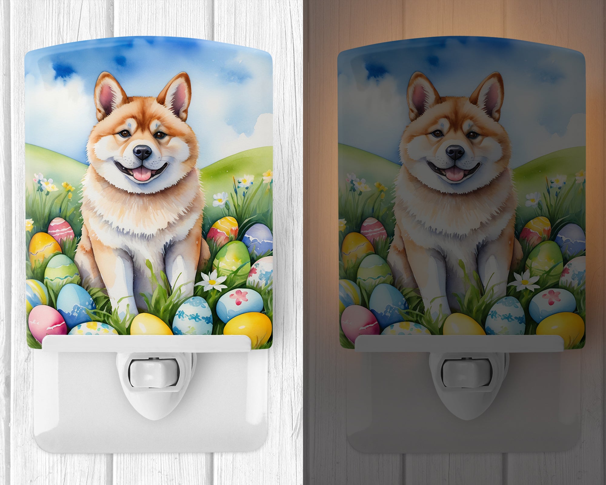 Akita Easter Egg Hunt Ceramic Night Light