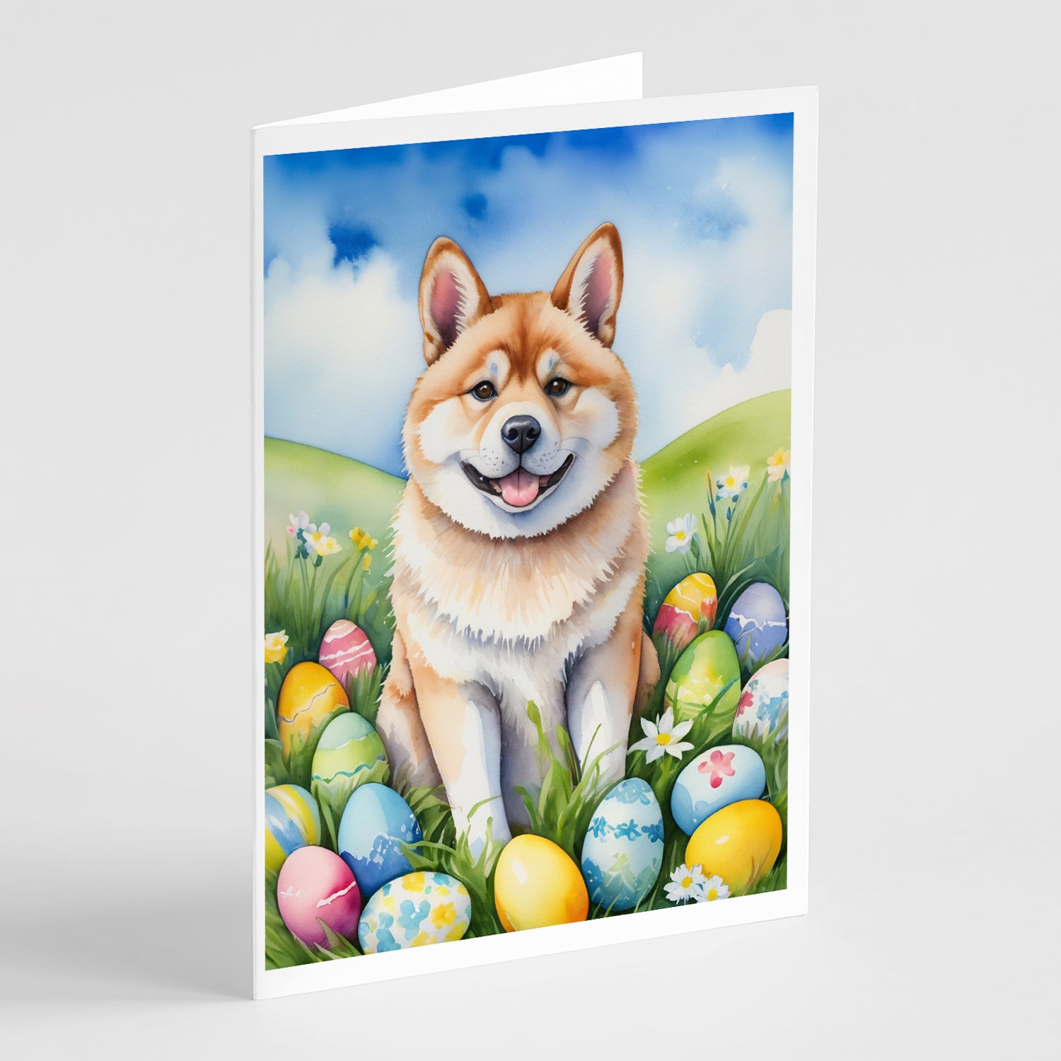 Buy this Akita Easter Egg Hunt Greeting Cards Pack of 8