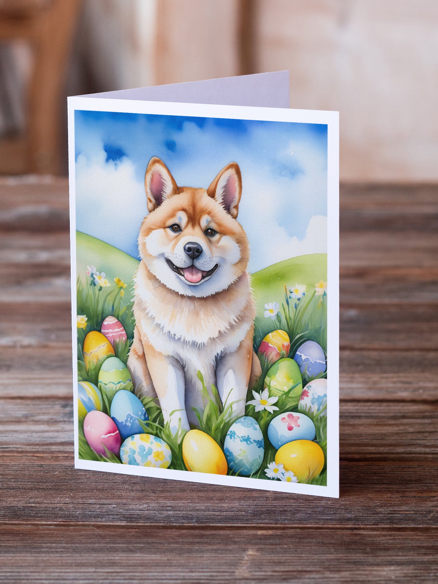 Buy this Akita Easter Egg Hunt Greeting Cards Pack of 8