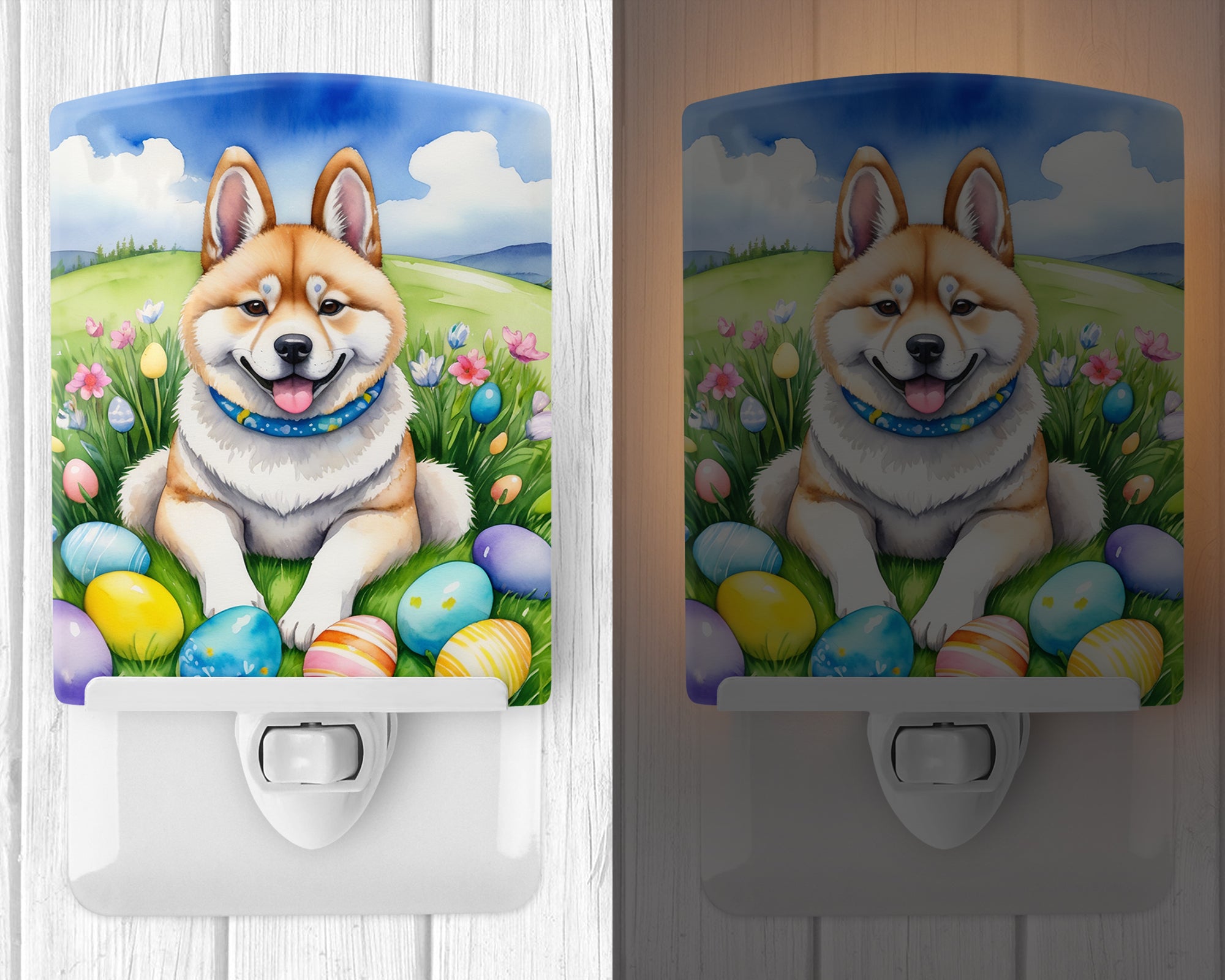 Akita Easter Egg Hunt Ceramic Night Light