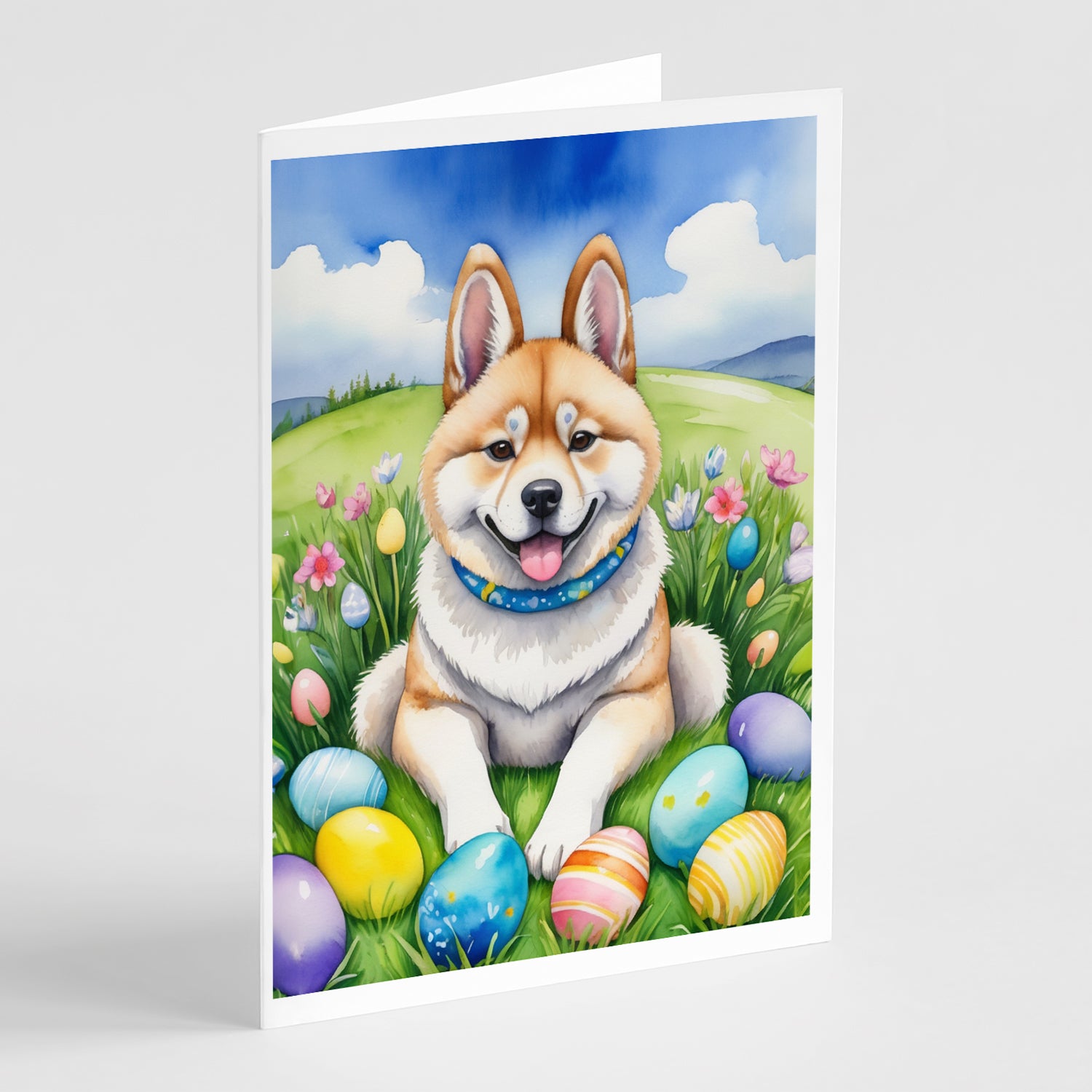 Buy this Akita Easter Egg Hunt Greeting Cards Pack of 8