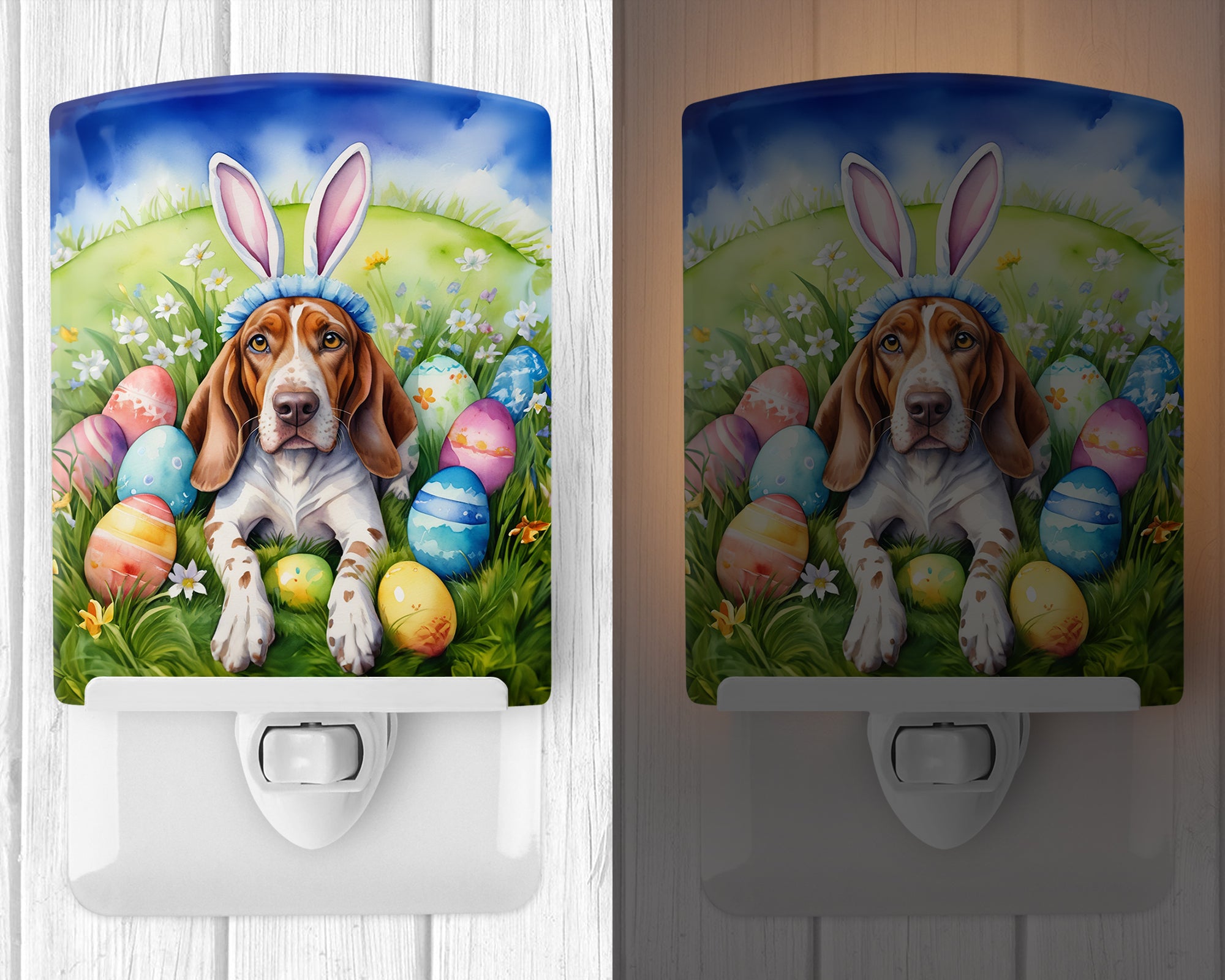 American English Coonhound Easter Egg Hunt Ceramic Night Light