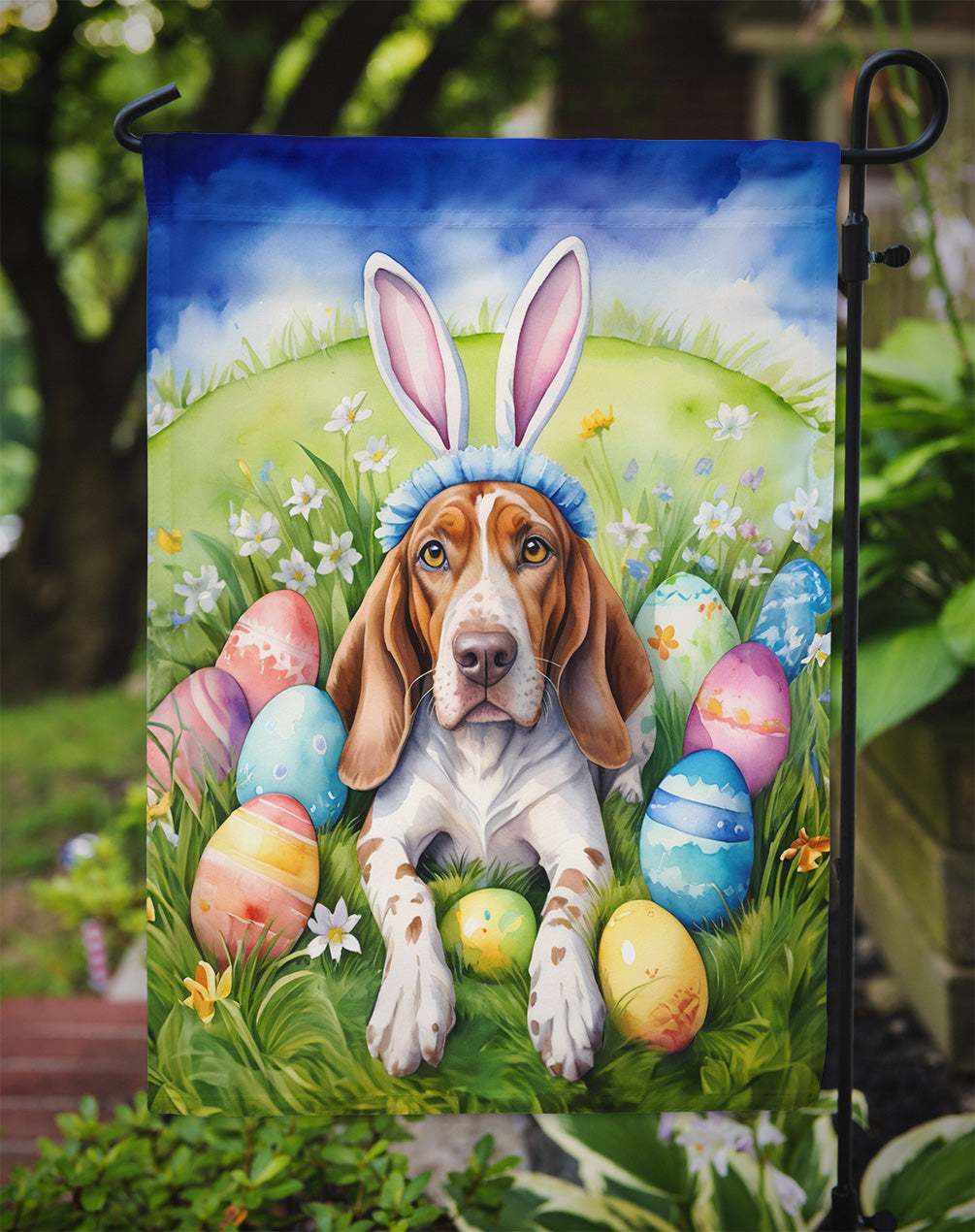 American English Coonhound Easter Egg Hunt Garden Flag