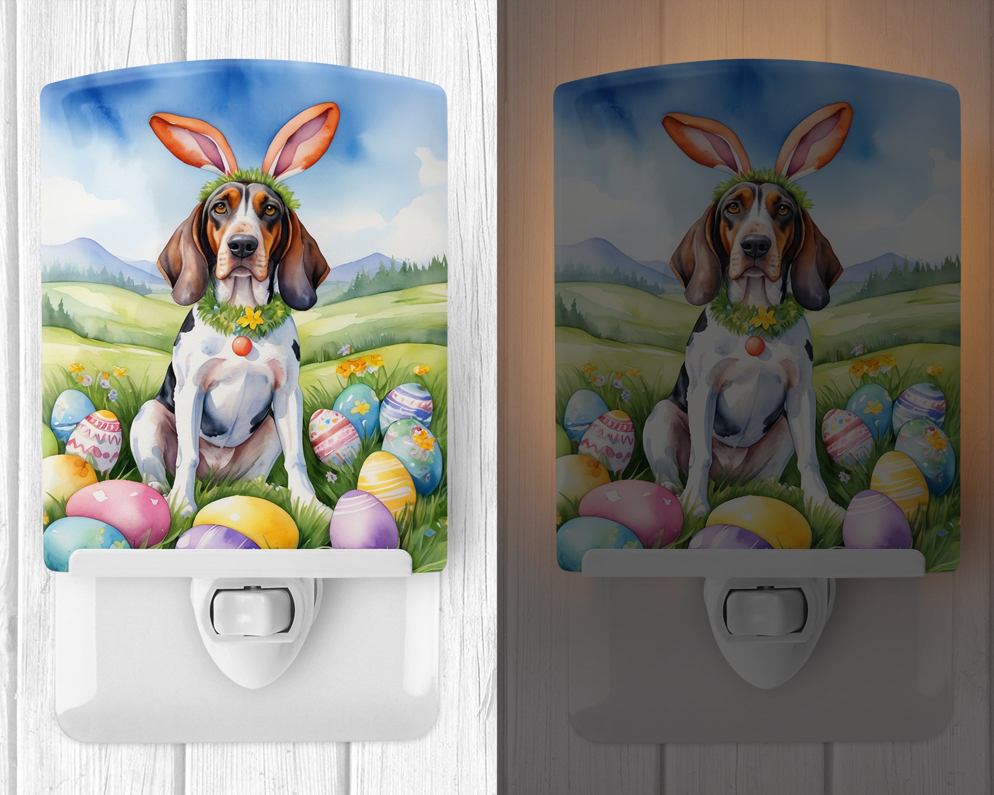 Buy this American English Coonhound Easter Egg Hunt Ceramic Night Light