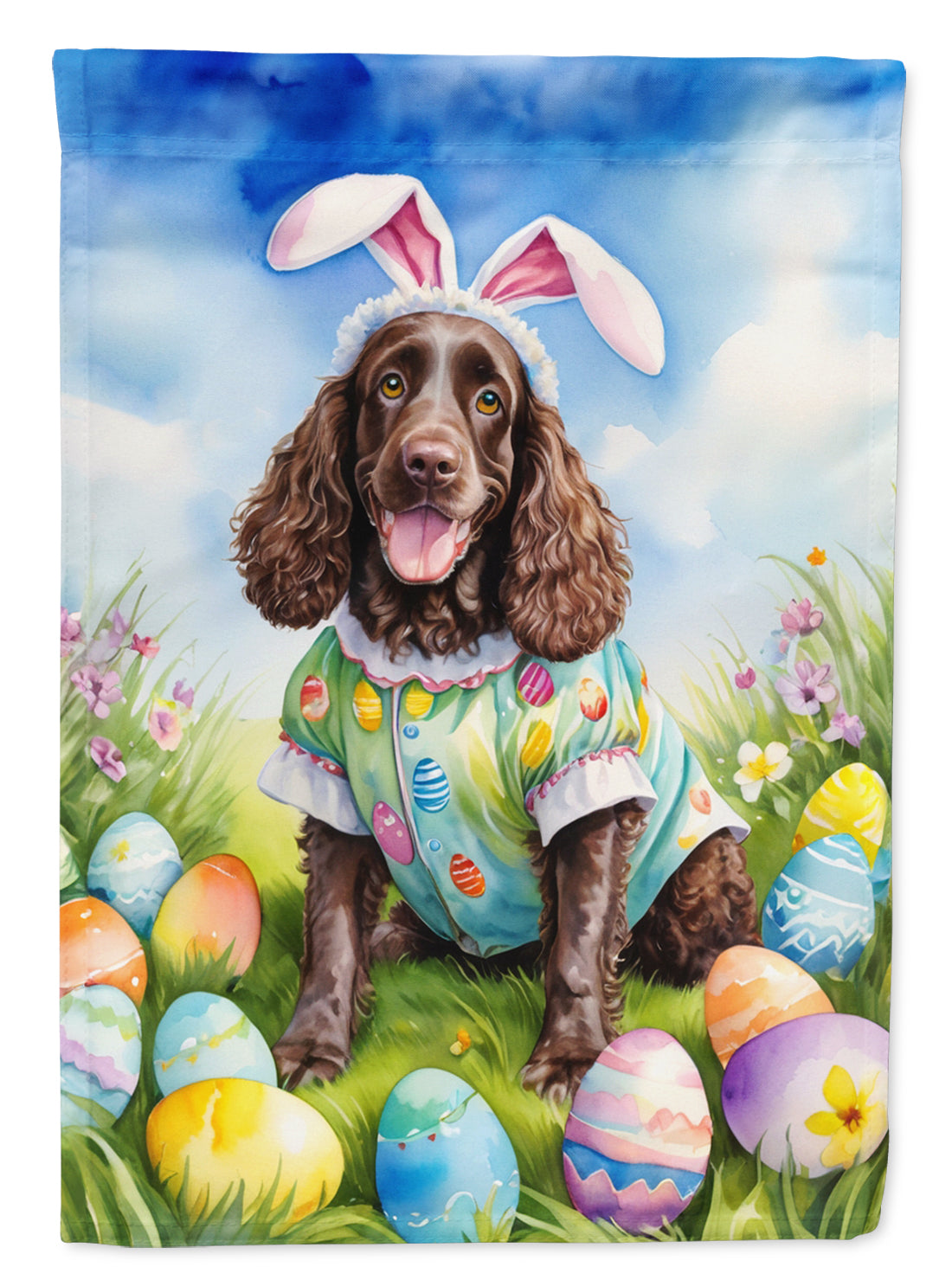 Buy this American Water Spaniel Easter Egg Hunt Garden Flag