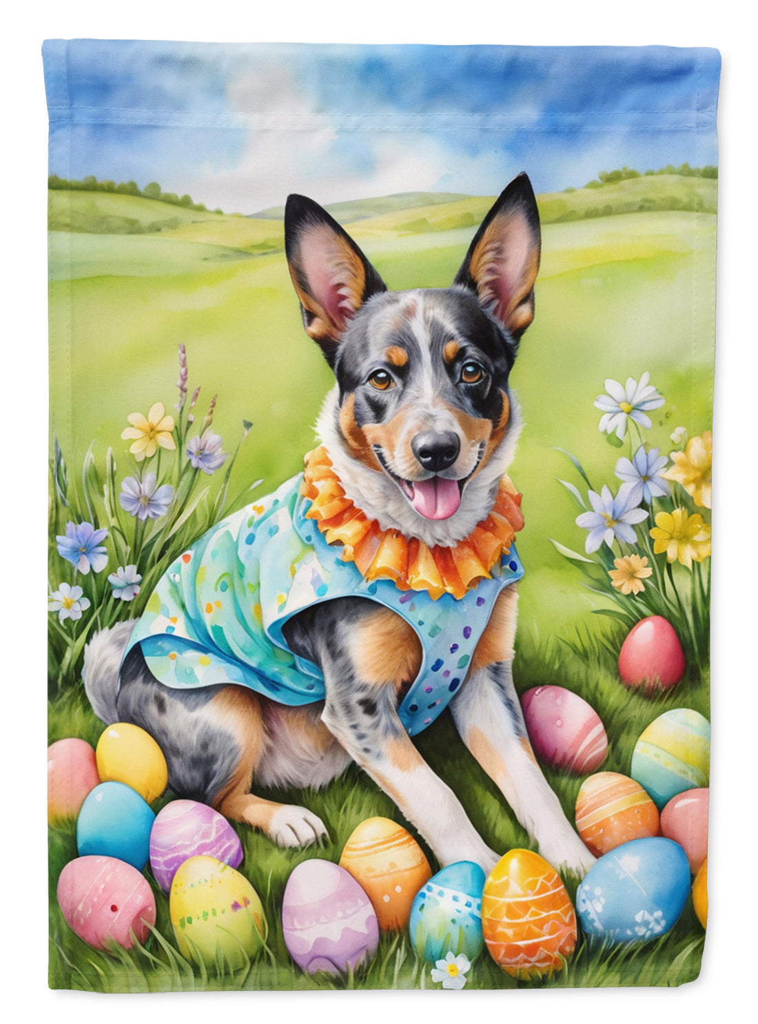 Buy this Australian Cattle Dog Easter Egg Hunt House Flag