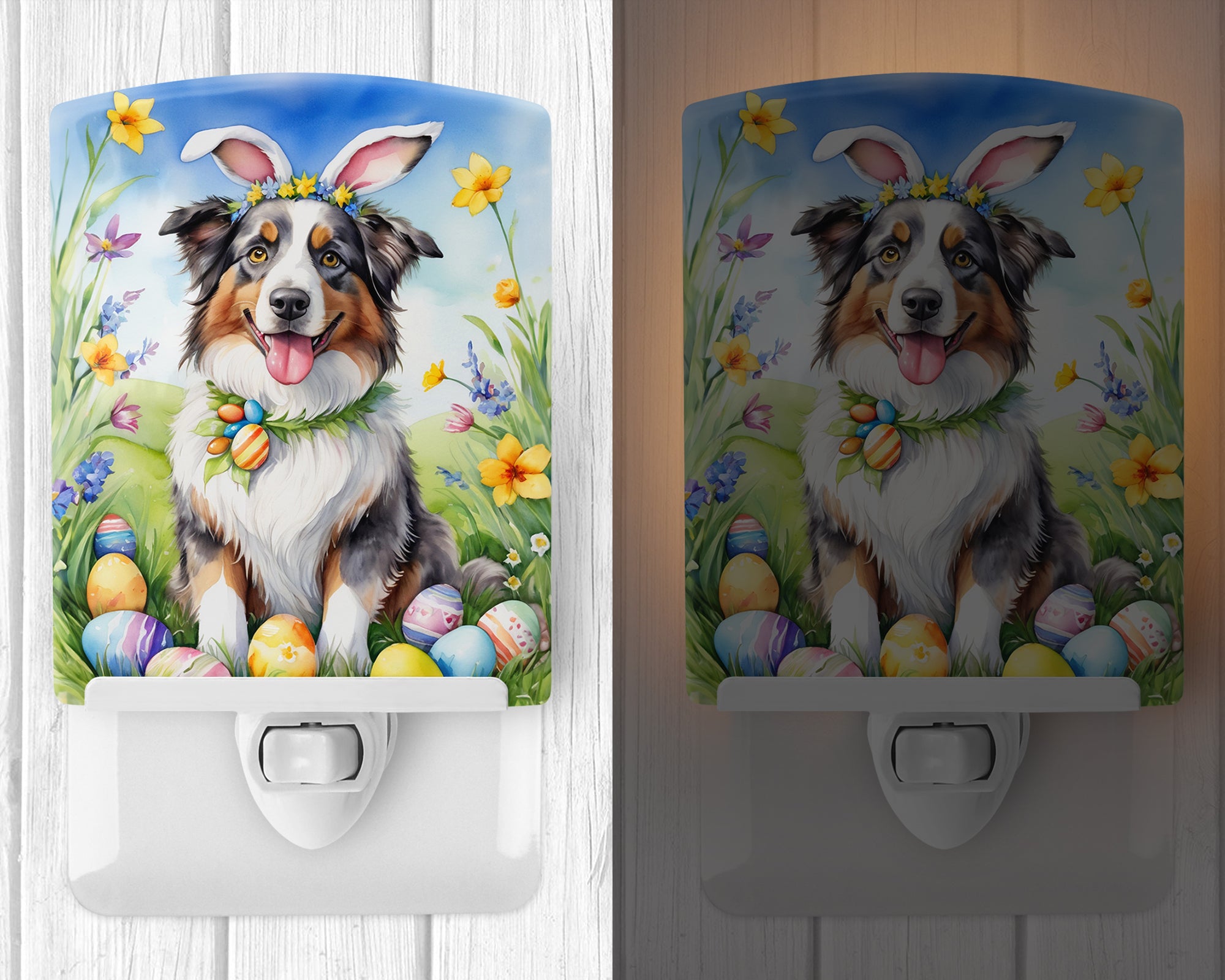 Buy this Australian Shepherd Easter Egg Hunt Ceramic Night Light