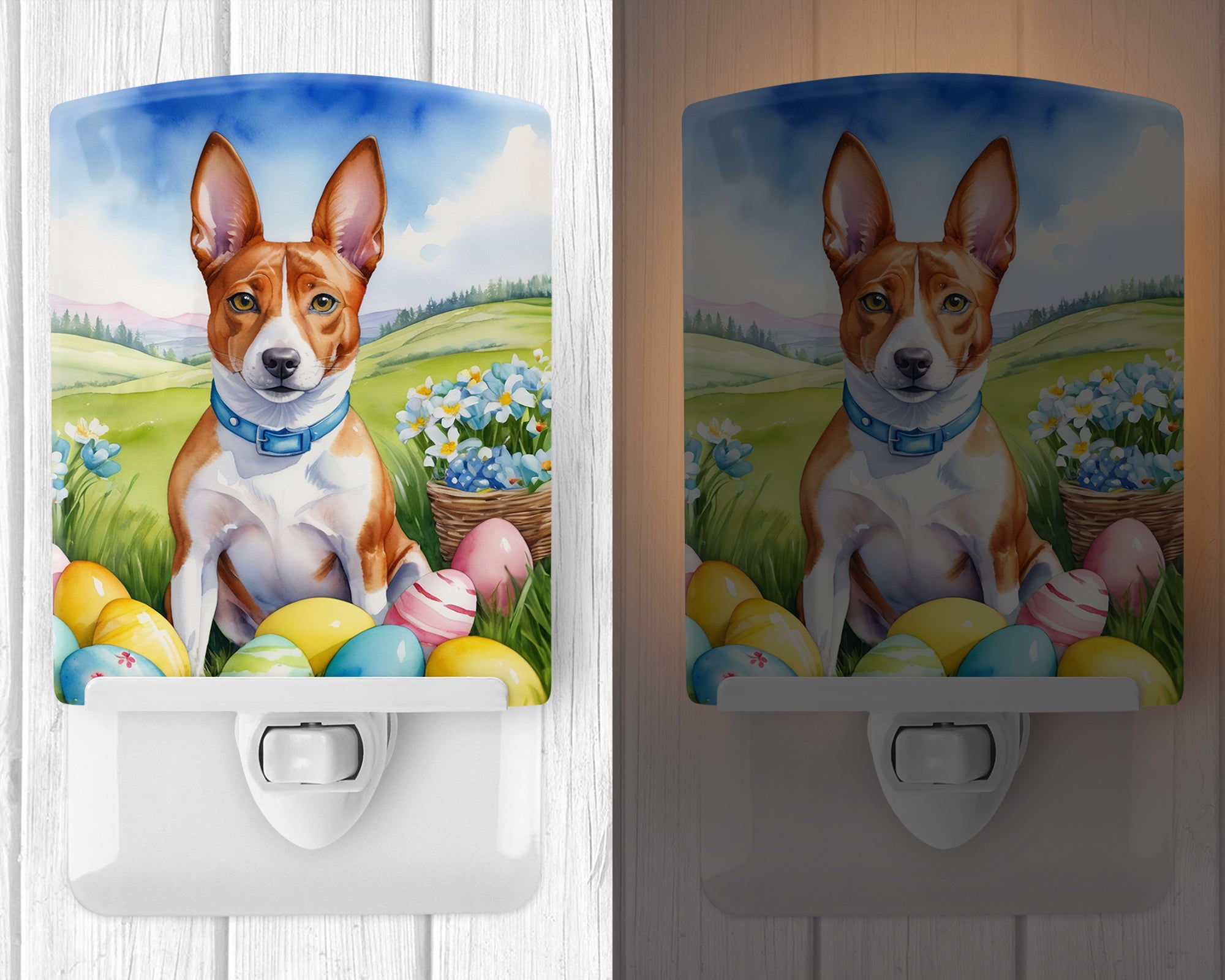 Buy this Basenji Easter Egg Hunt Ceramic Night Light