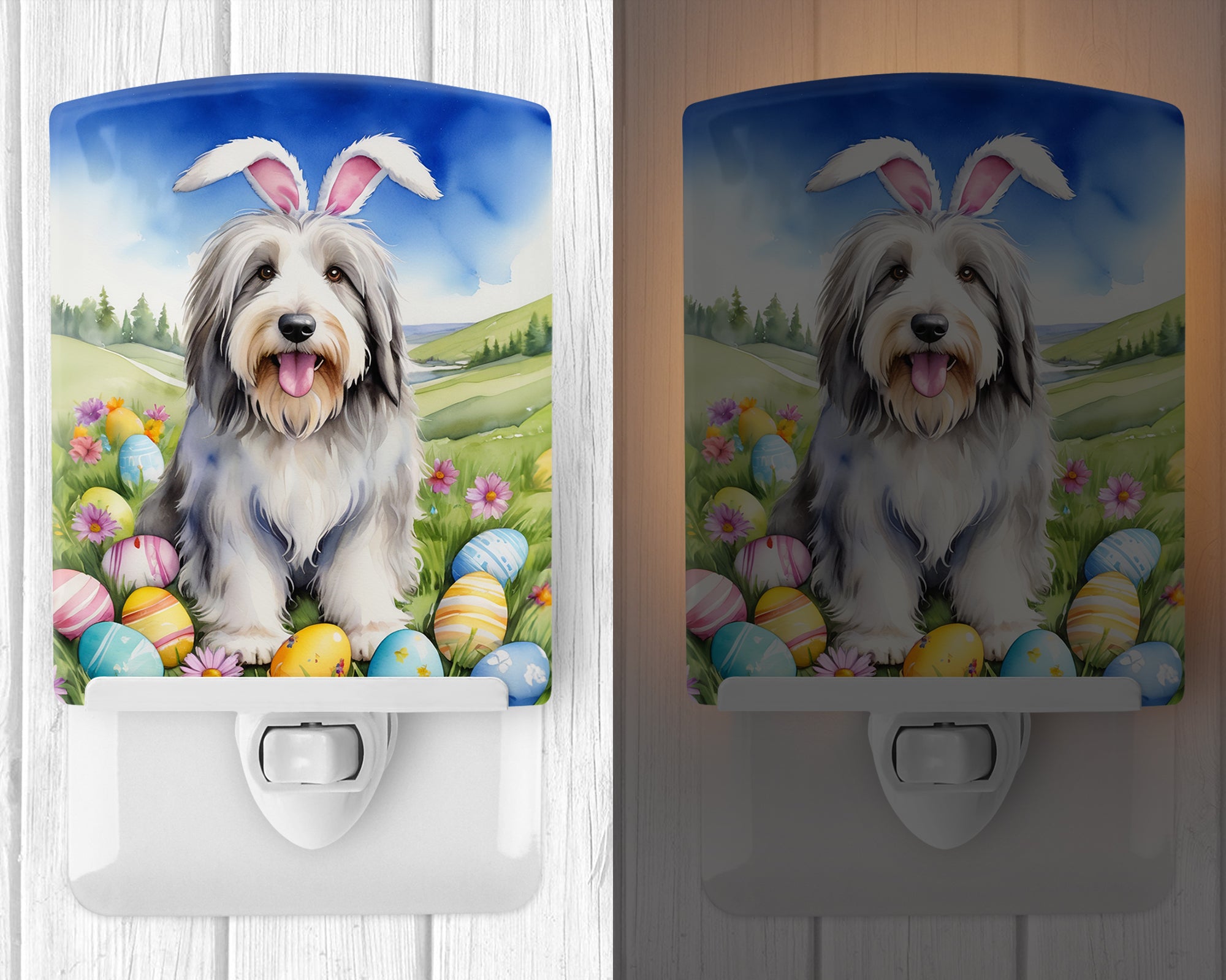 Buy this Bearded Collie Easter Egg Hunt Ceramic Night Light