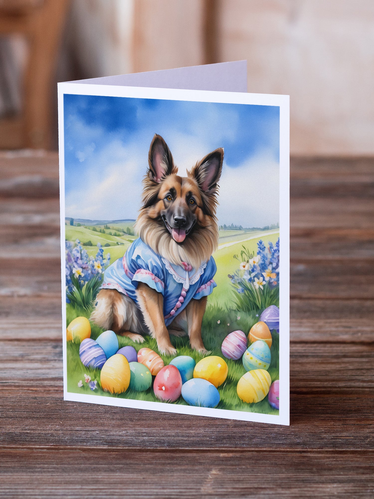 Buy this Belgian Tervuren Easter Egg Hunt Greeting Cards Pack of 8