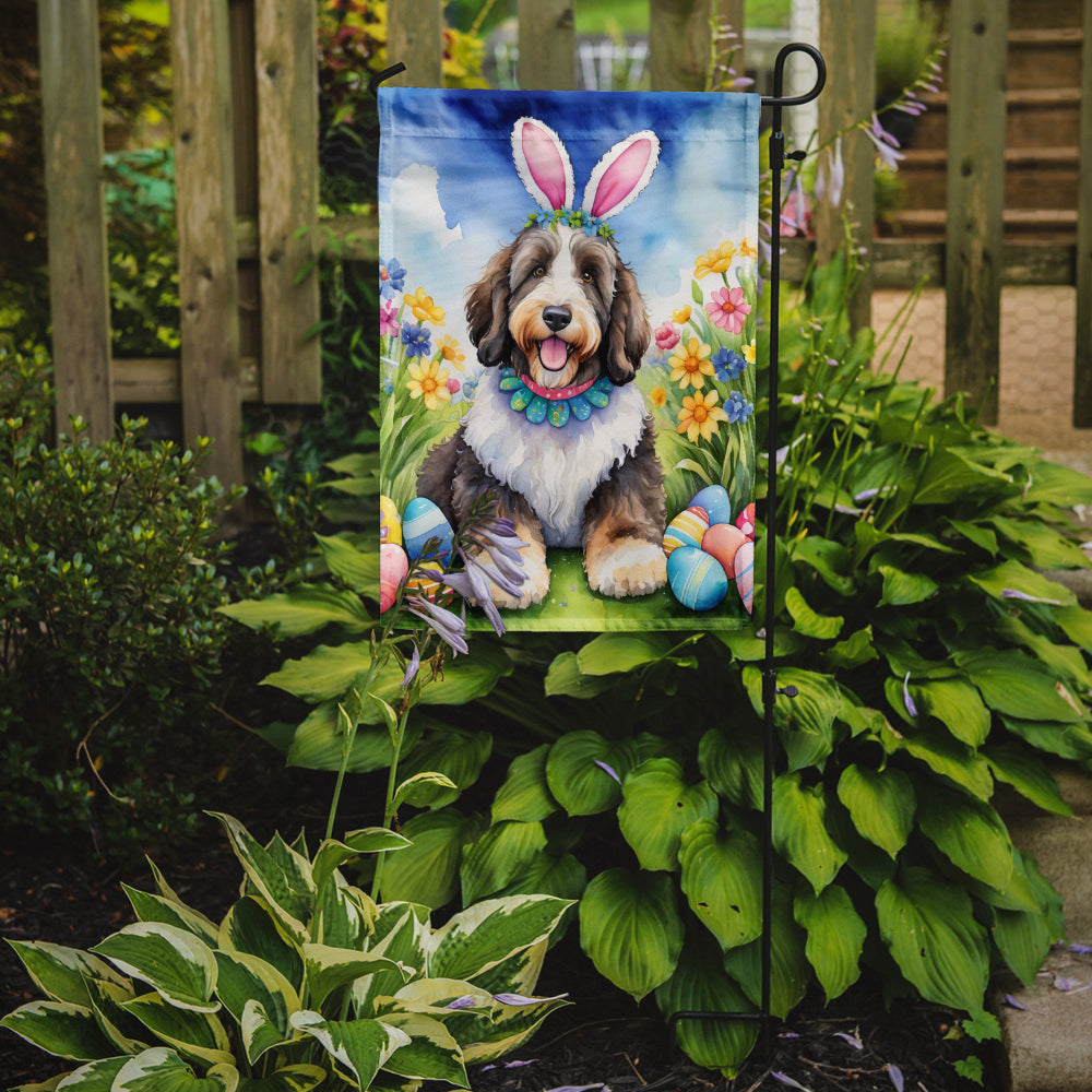 Bernedoodle Easter Egg Hunt Garden Flag