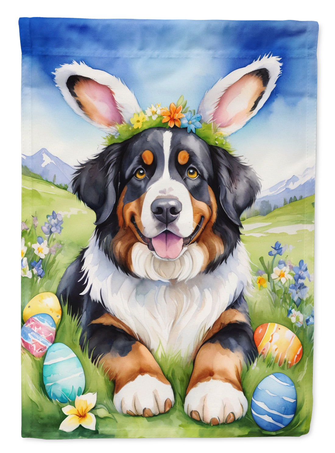 Buy this Bernese Mountain Dog Easter Egg Hunt Garden Flag