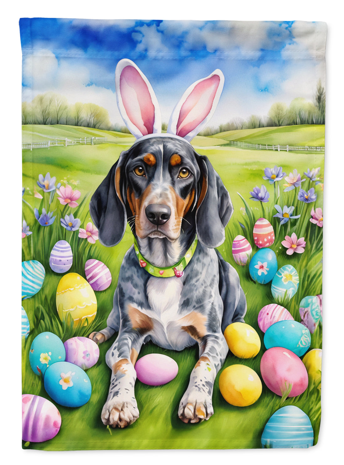 Buy this Bluetick Coonhound Easter Egg Hunt House Flag