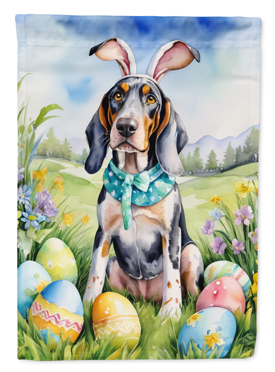 Buy this Bluetick Coonhound Easter Egg Hunt Garden Flag