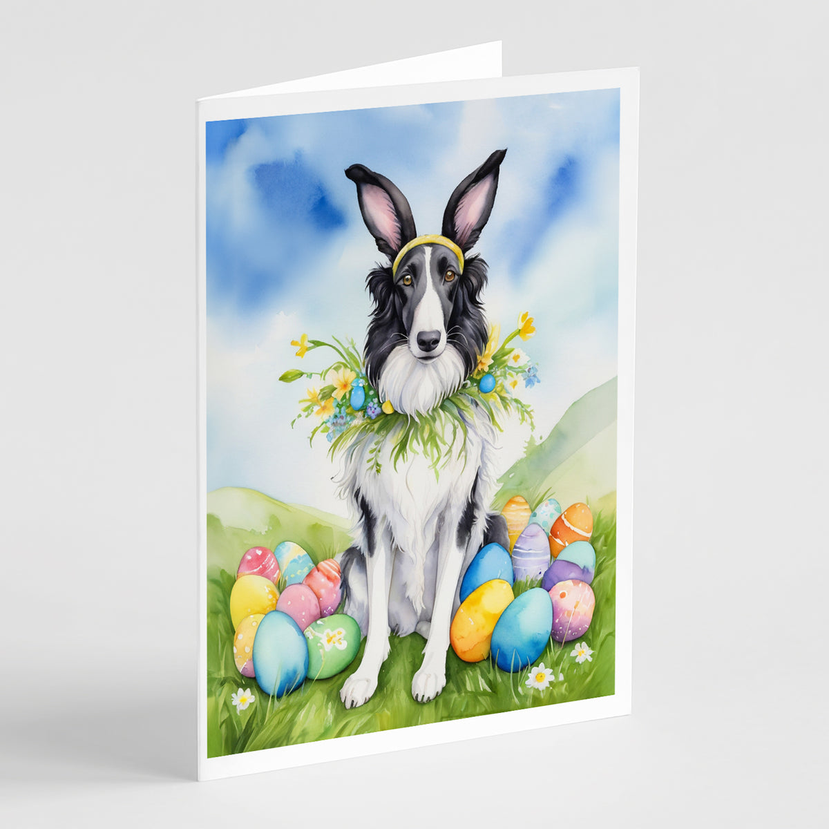 Buy this Borzoi Easter Egg Hunt Greeting Cards Pack of 8