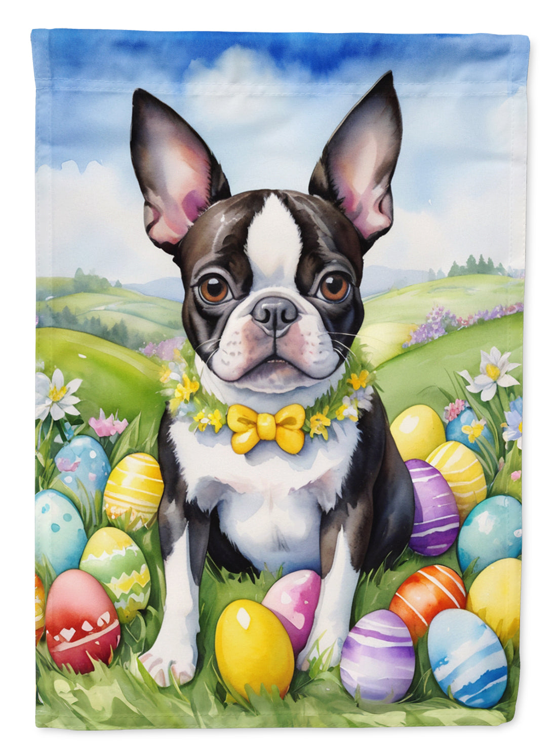 Buy this Boston Terrier Easter Egg Hunt House Flag