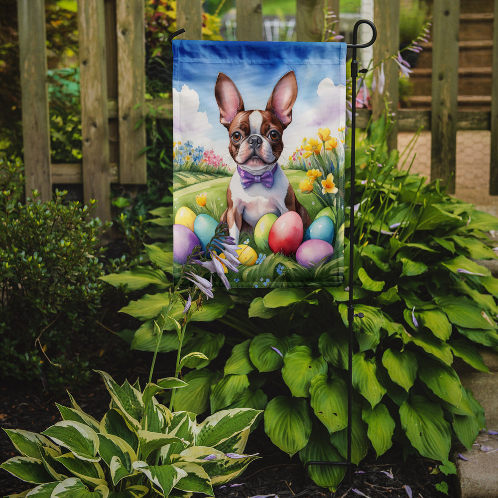 Boston Terrier Easter Egg Hunt Garden Flag