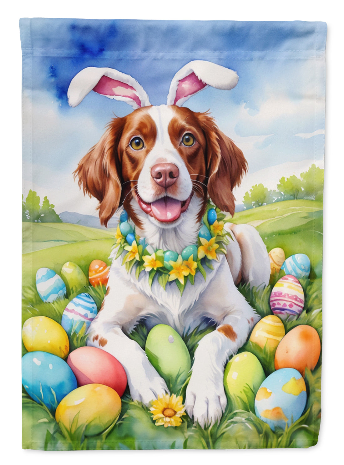 Buy this Brittany Spaniel Easter Egg Hunt House Flag