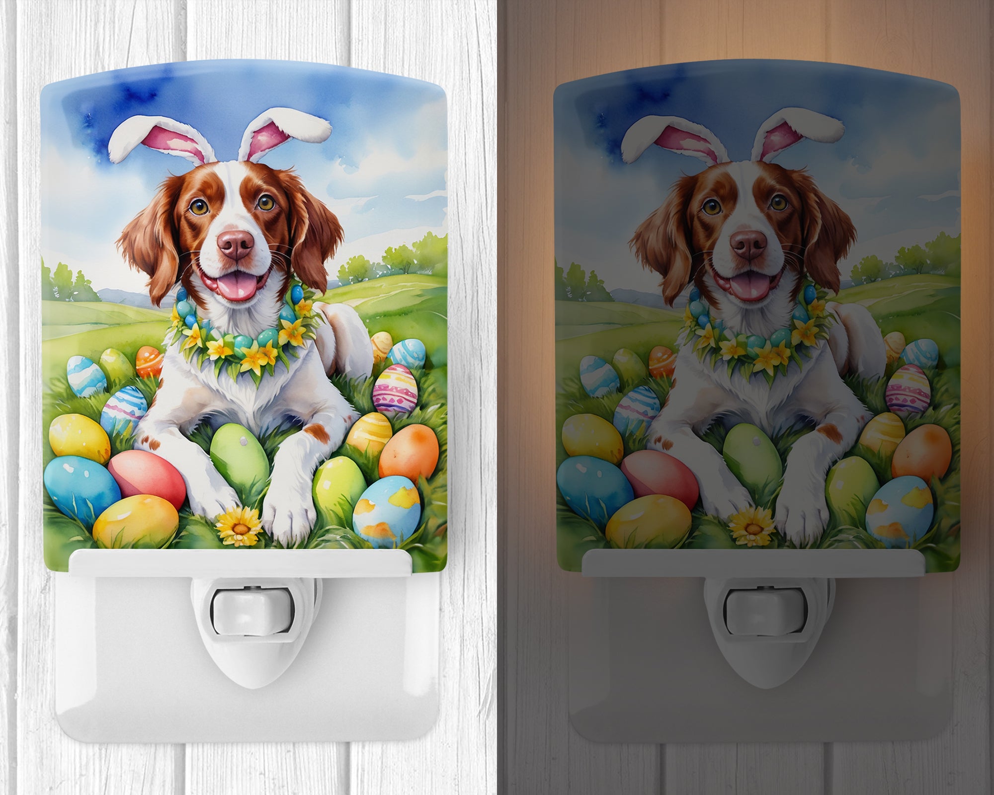 Brittany Spaniel Easter Egg Hunt Ceramic Night Light