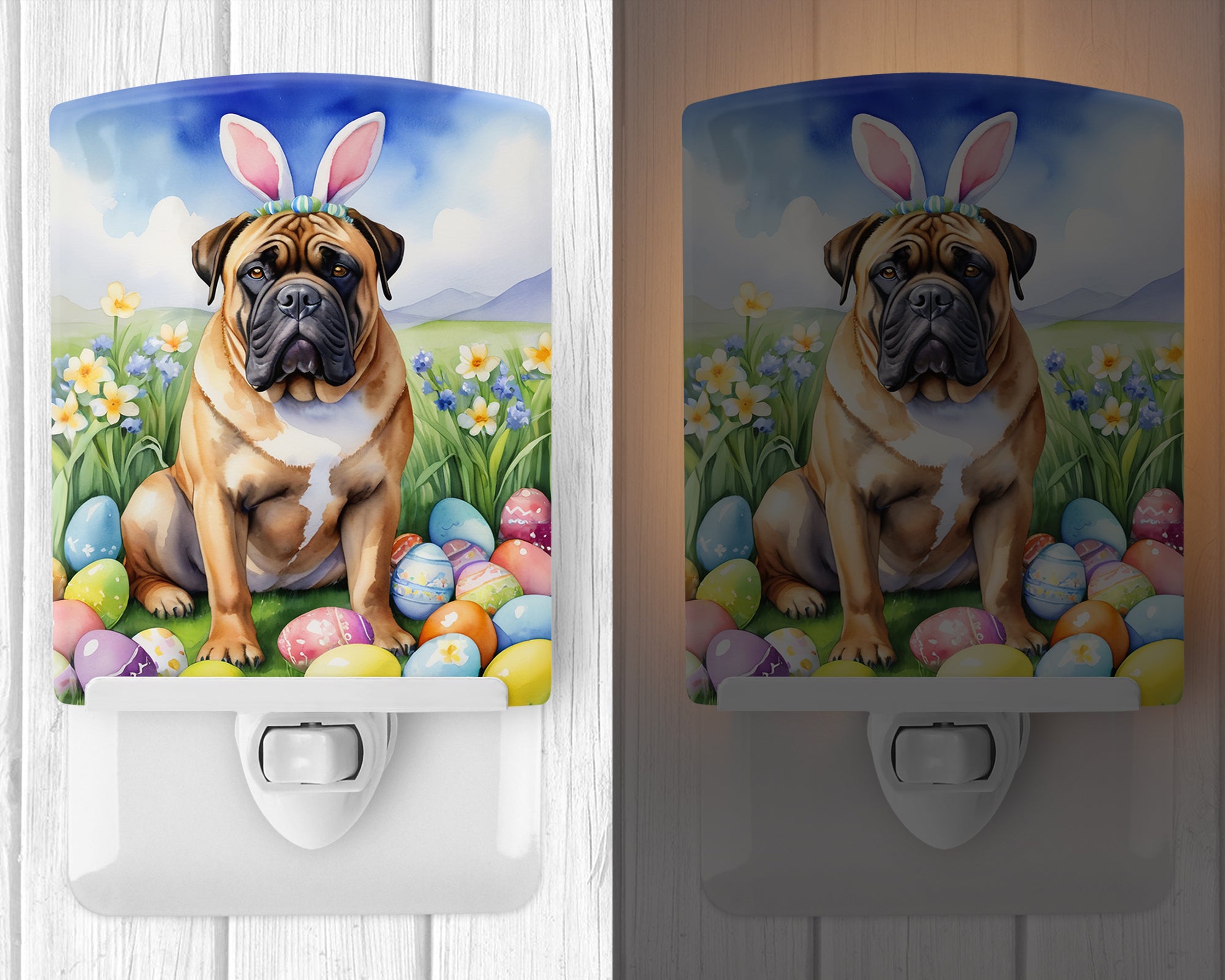 Buy this Bullmastiff Easter Egg Hunt Ceramic Night Light