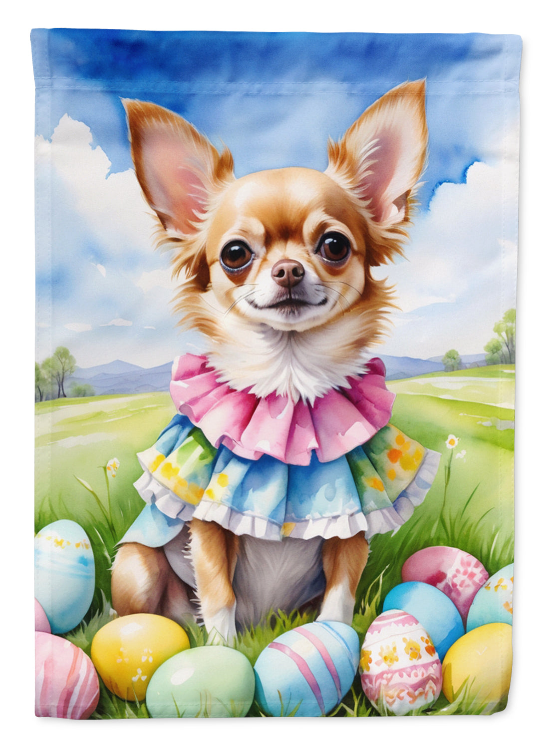 Buy this Chihuahua Easter Egg Hunt House Flag