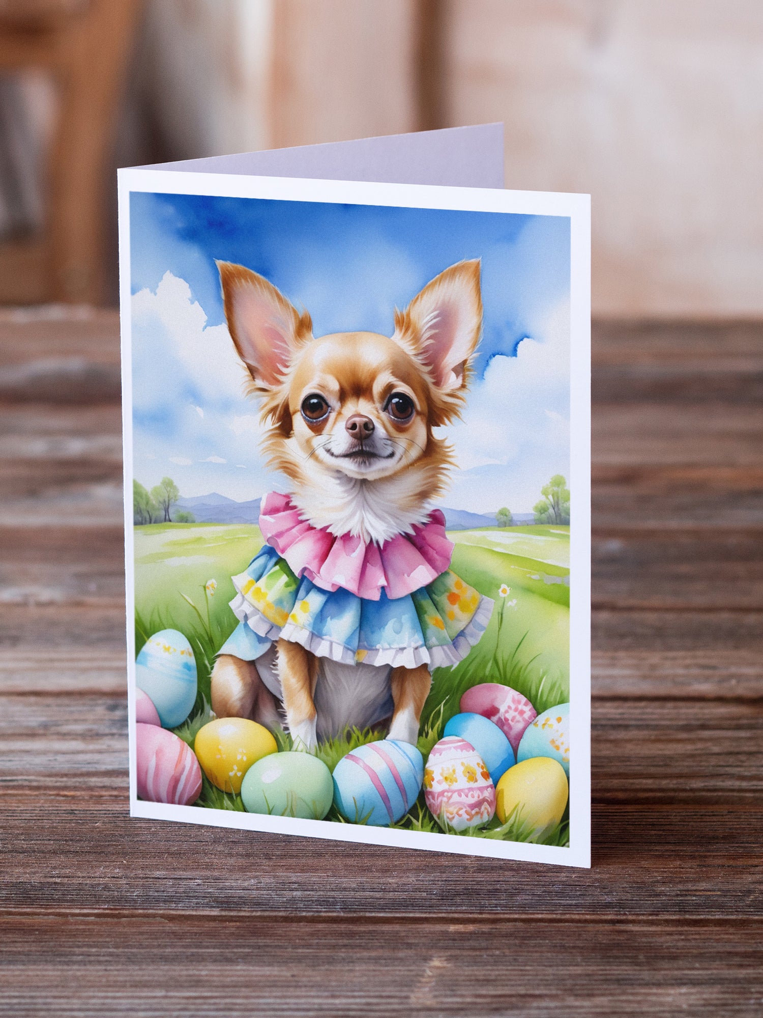 Buy this Chihuahua Easter Egg Hunt Greeting Cards Pack of 8