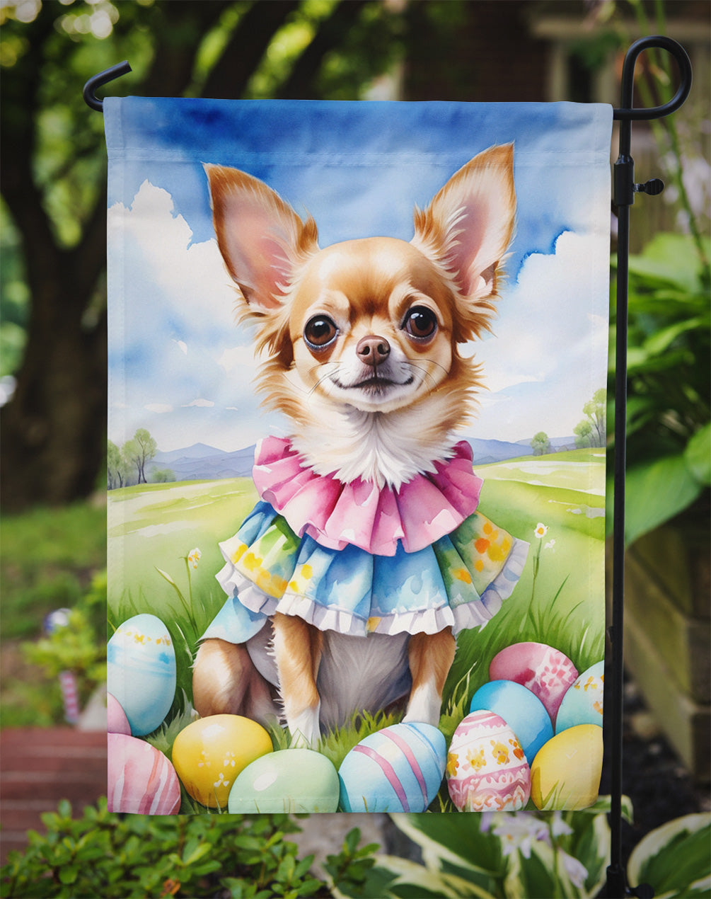 Chihuahua Easter Egg Hunt Garden Flag