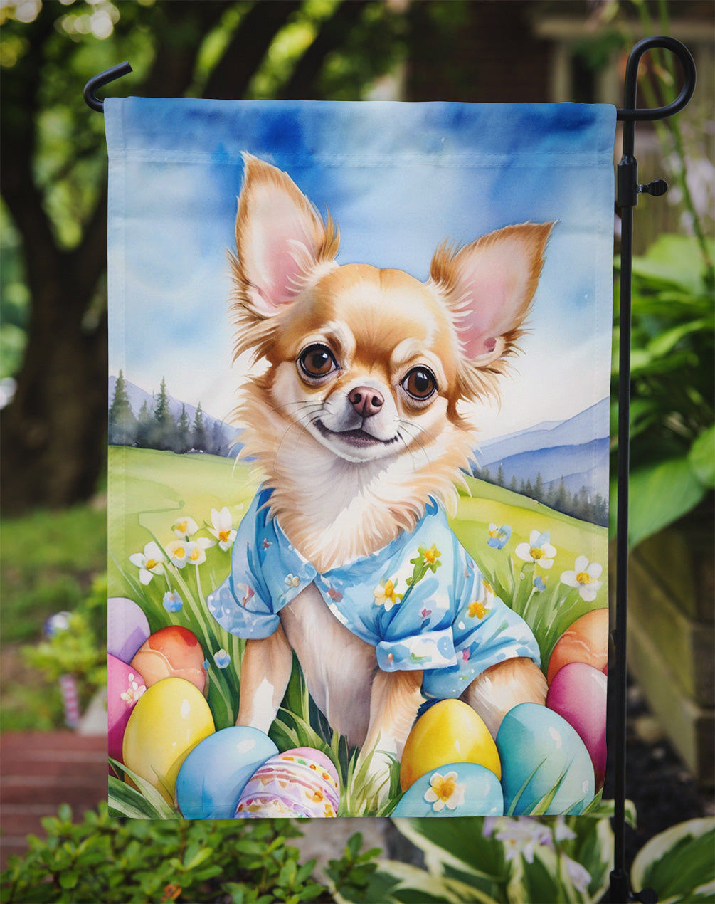 Chihuahua Easter Egg Hunt Garden Flag