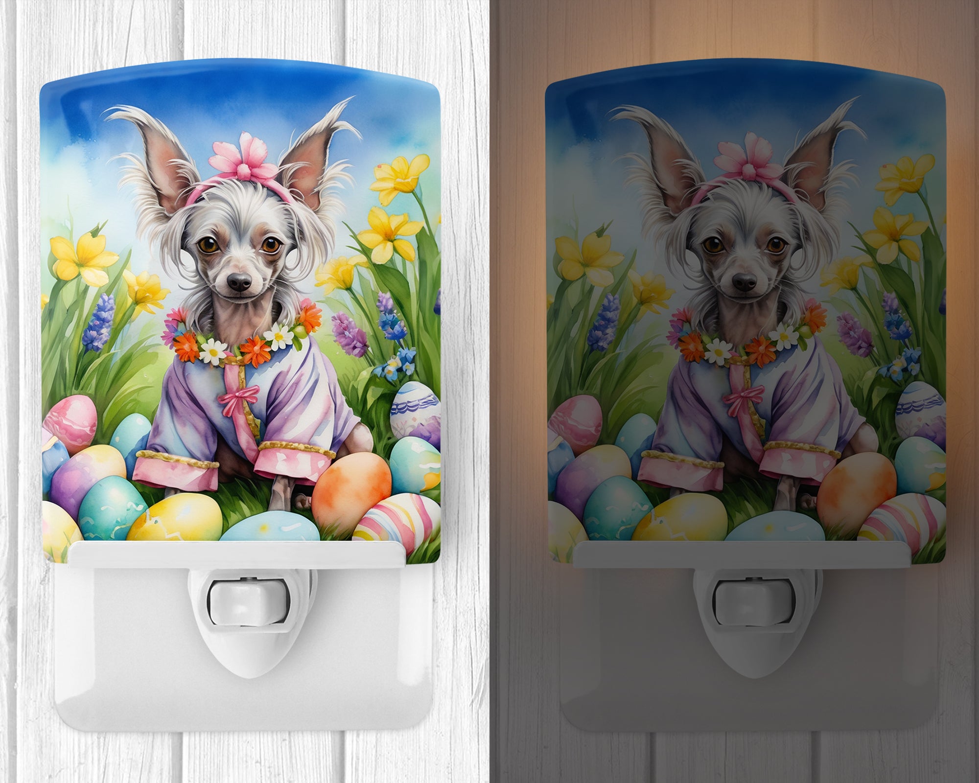 Buy this Chinese Crested Easter Egg Hunt Ceramic Night Light