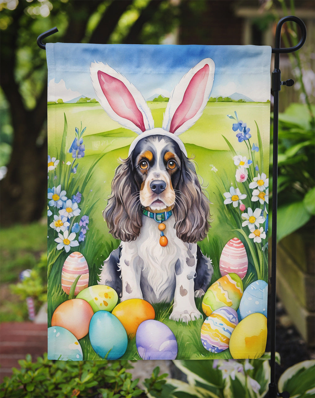 Cocker Spaniel Easter Egg Hunt Garden Flag