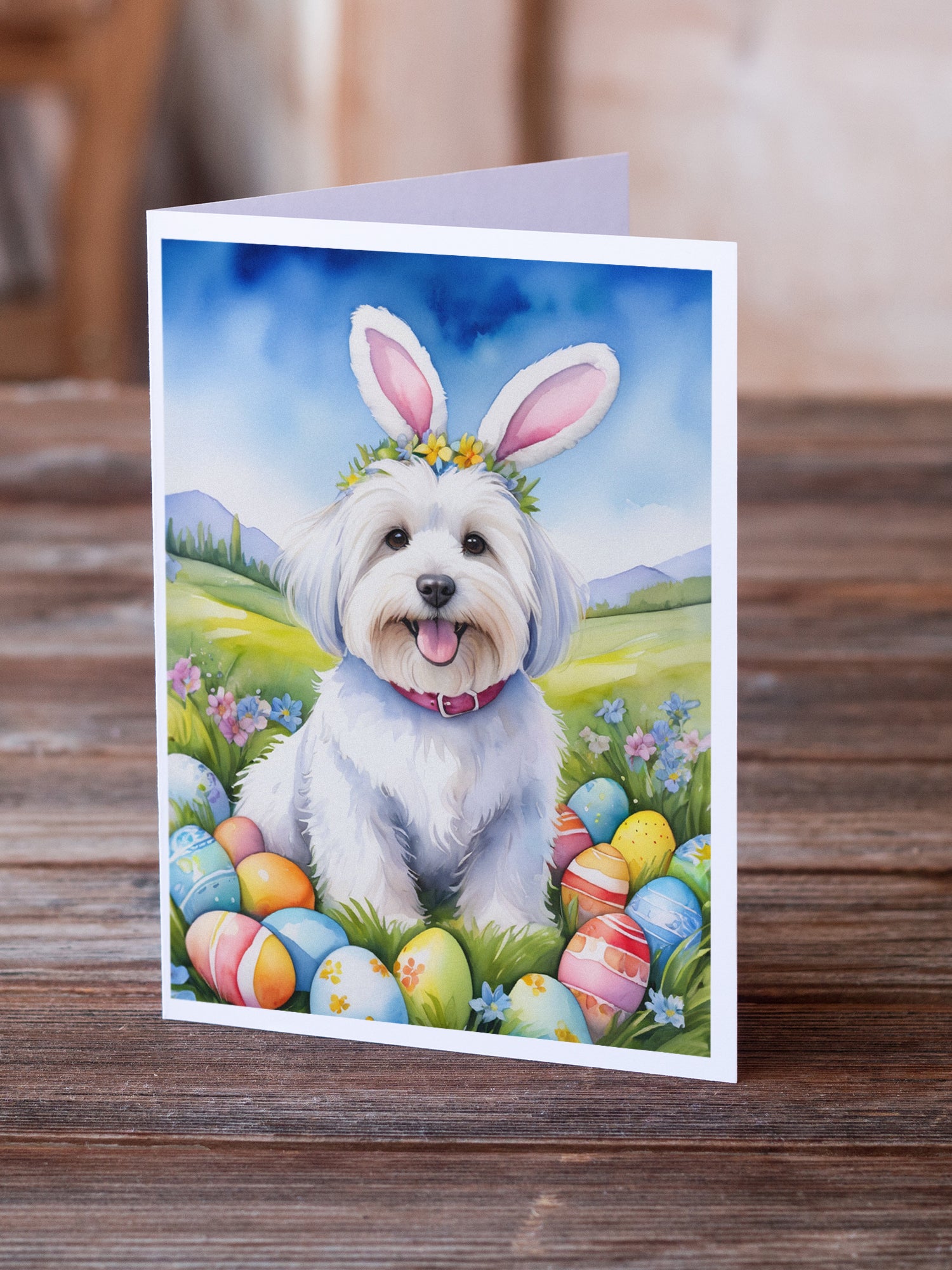 Buy this Coton de Tulear Easter Egg Hunt Greeting Cards Pack of 8