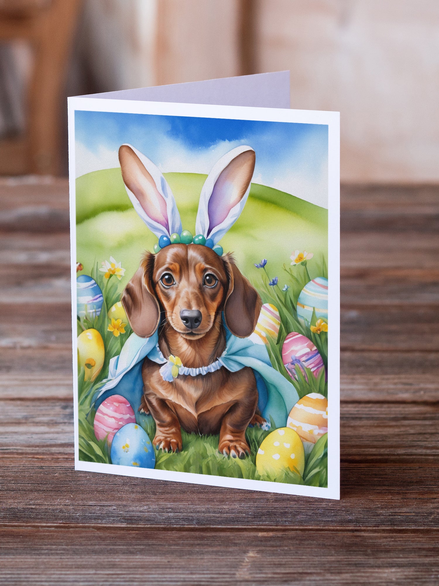 Buy this Dachshund Easter Egg Hunt Greeting Cards Pack of 8