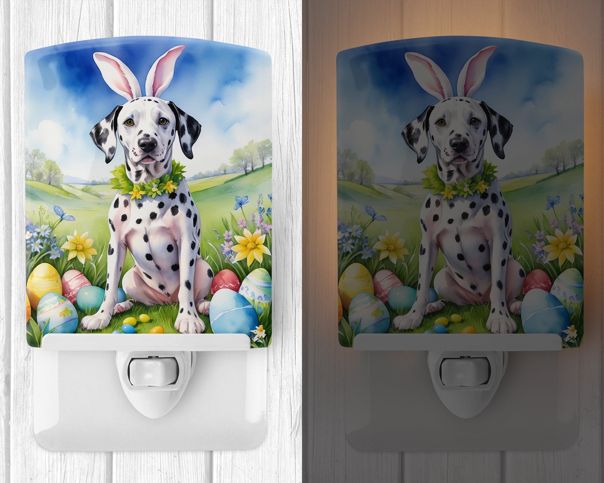 Dalmatian Easter Egg Hunt Ceramic Night Light