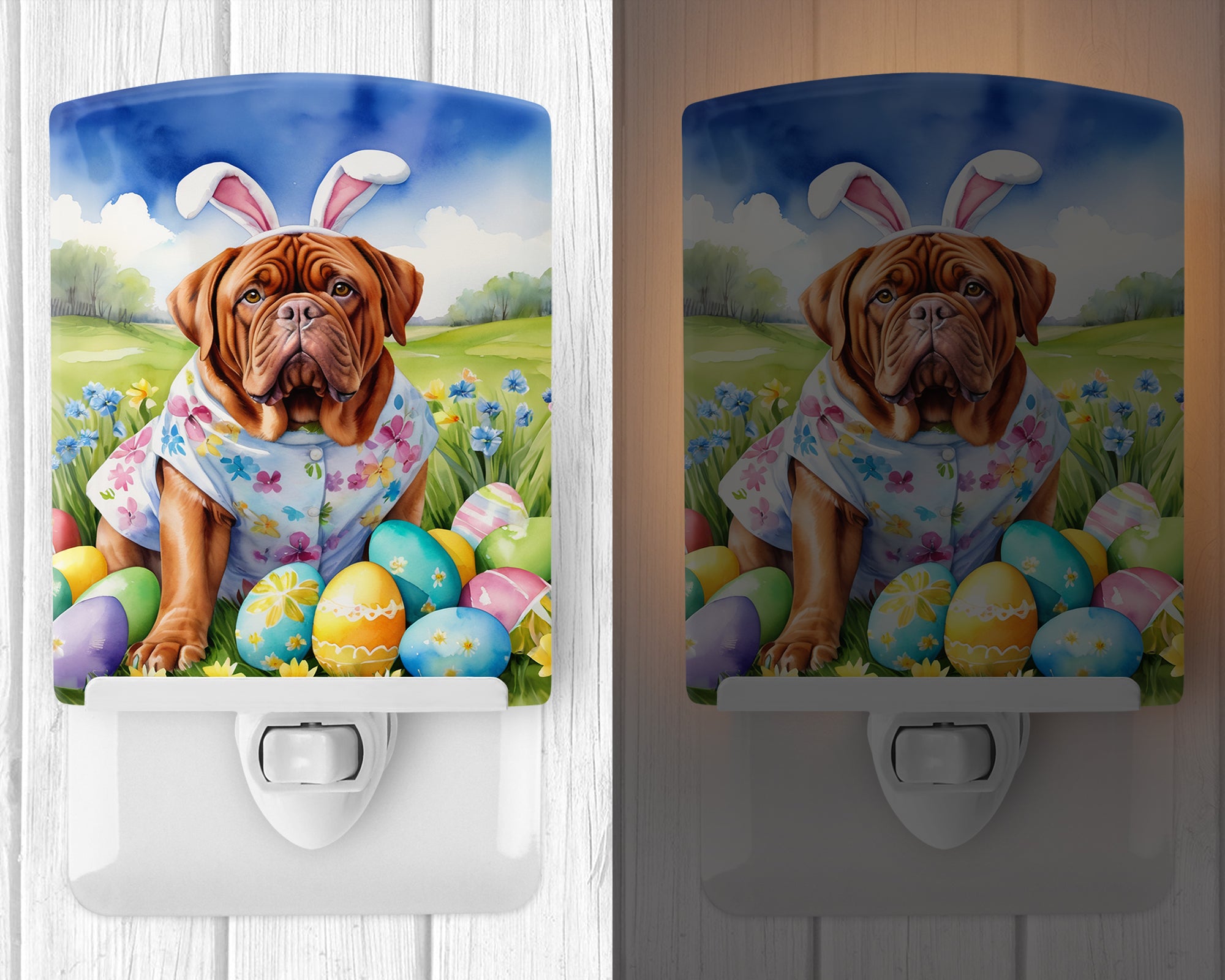 Buy this Dogue de Bordeaux Easter Egg Hunt Ceramic Night Light