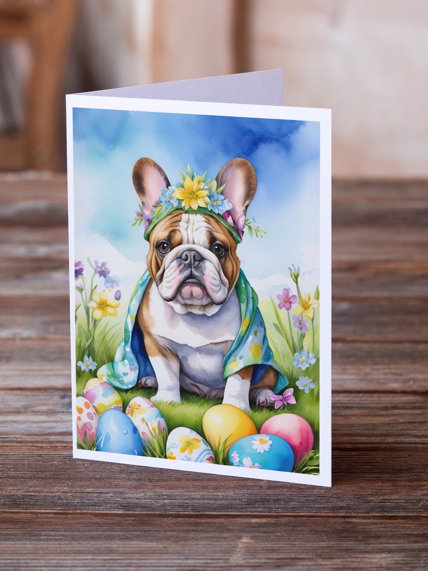 Buy this English Bulldog Easter Egg Hunt Greeting Cards Pack of 8