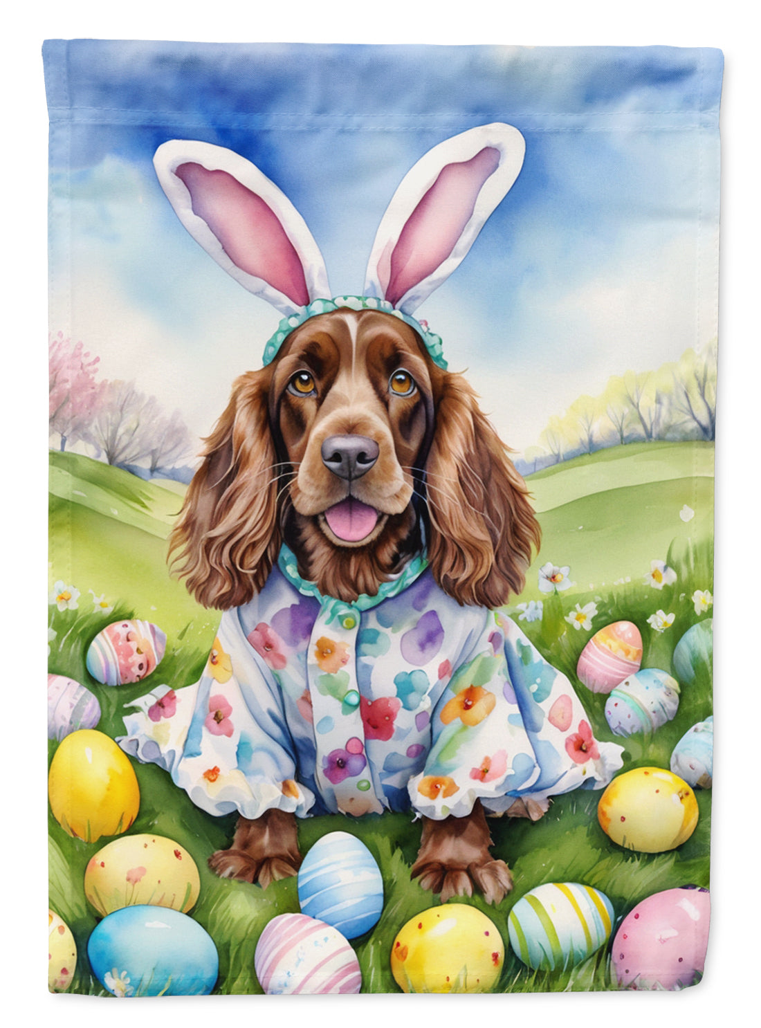 Buy this English Cocker Spaniel Easter Egg Hunt House Flag