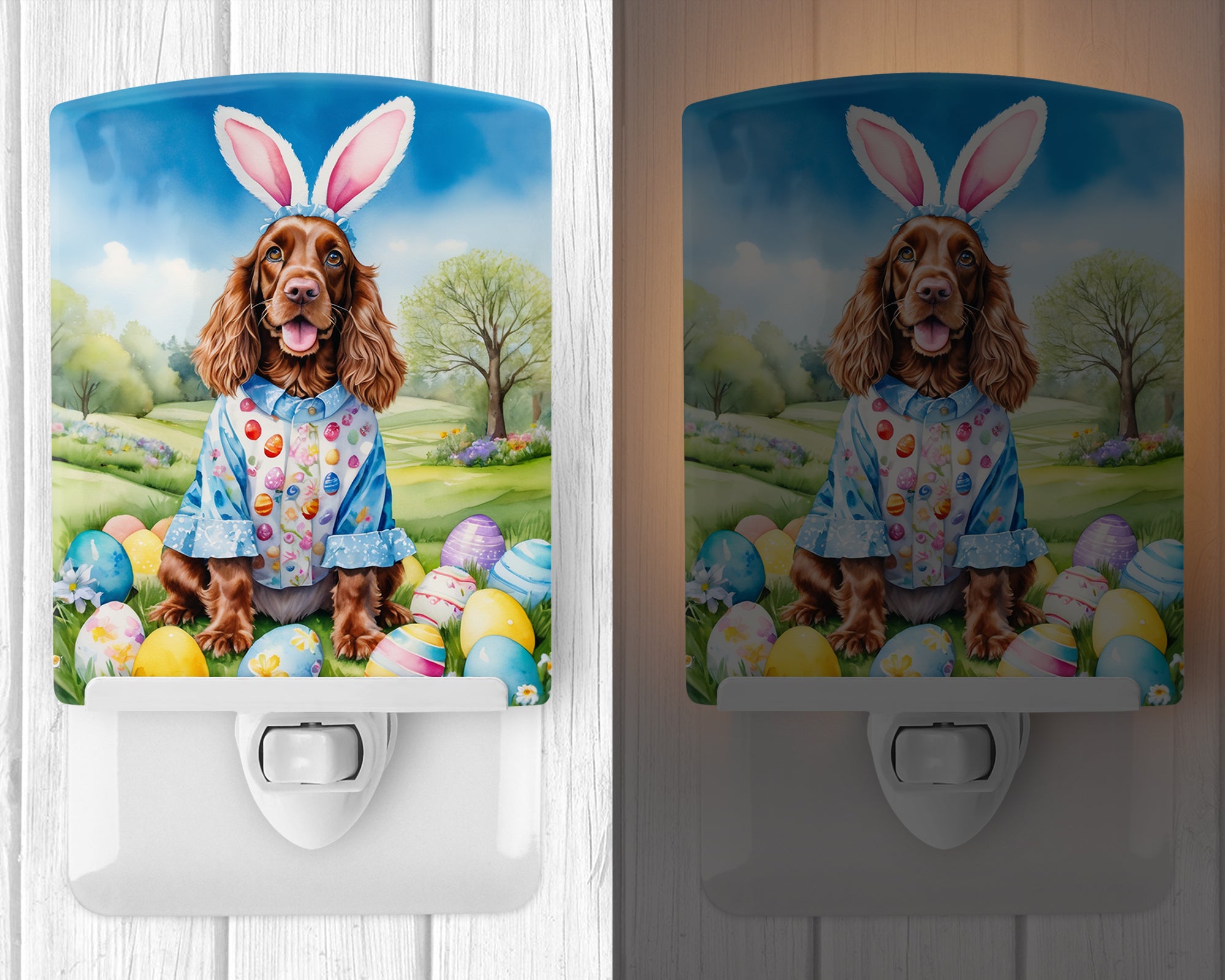 English Cocker Spaniel Easter Egg Hunt Ceramic Night Light