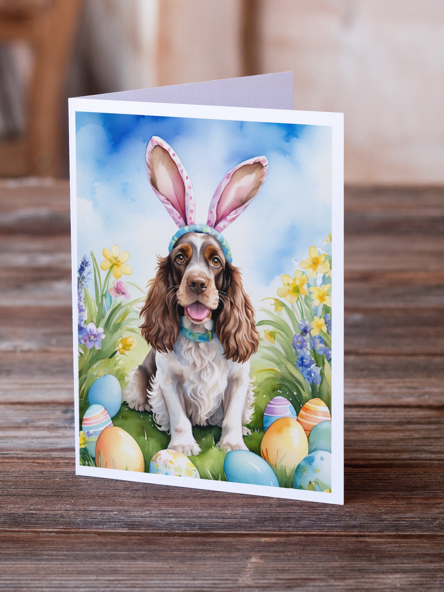 Buy this English Cocker Spaniel Easter Egg Hunt Greeting Cards Pack of 8