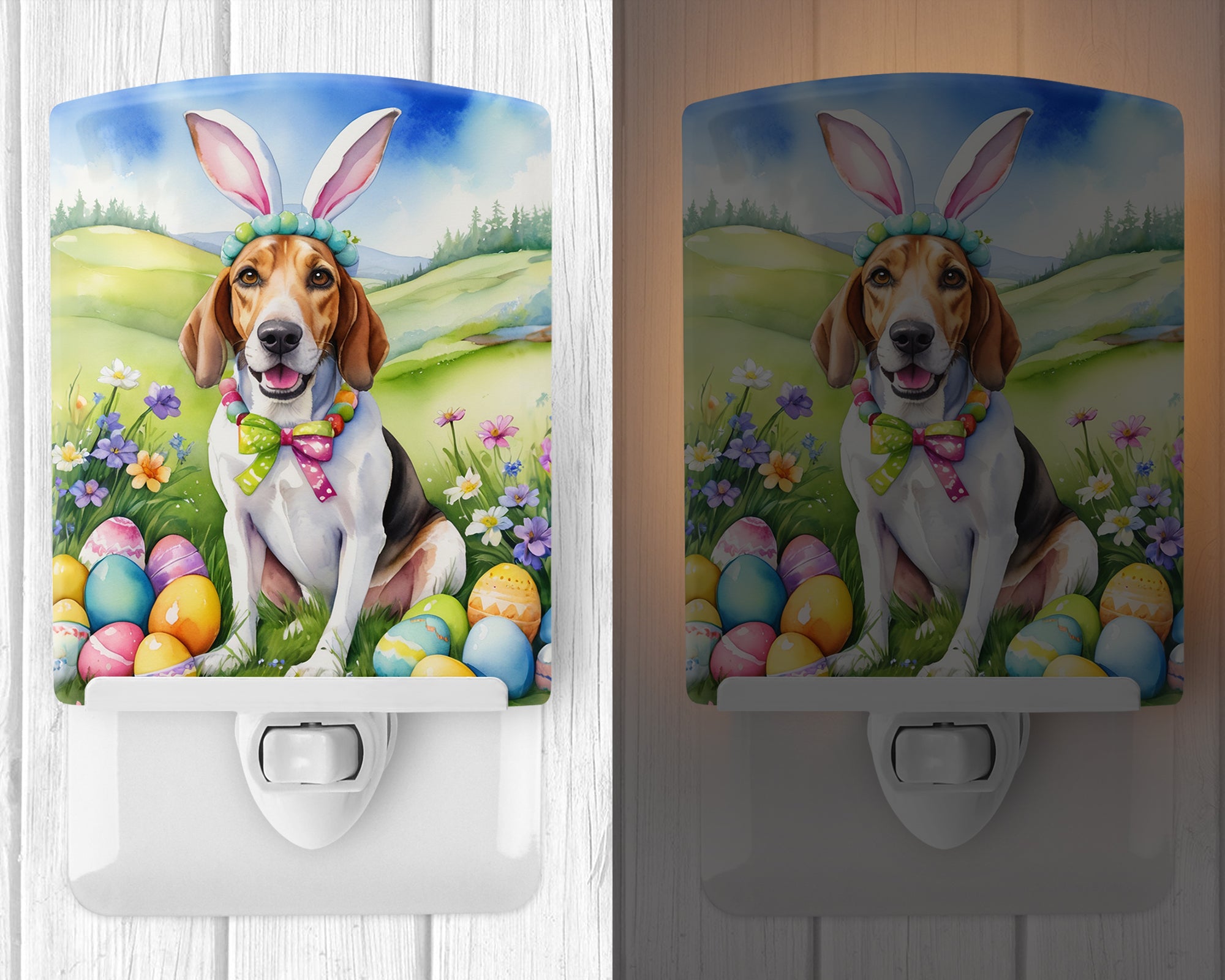 English Foxhound Easter Egg Hunt Ceramic Night Light