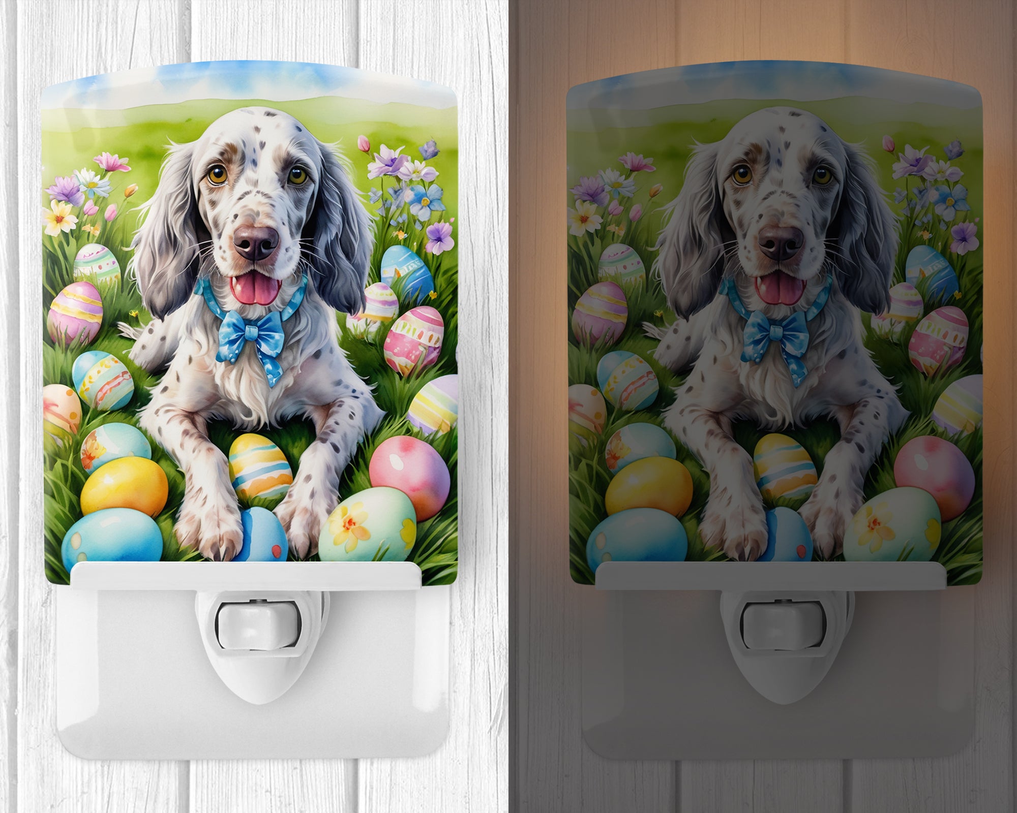 English Setter Easter Egg Hunt Ceramic Night Light