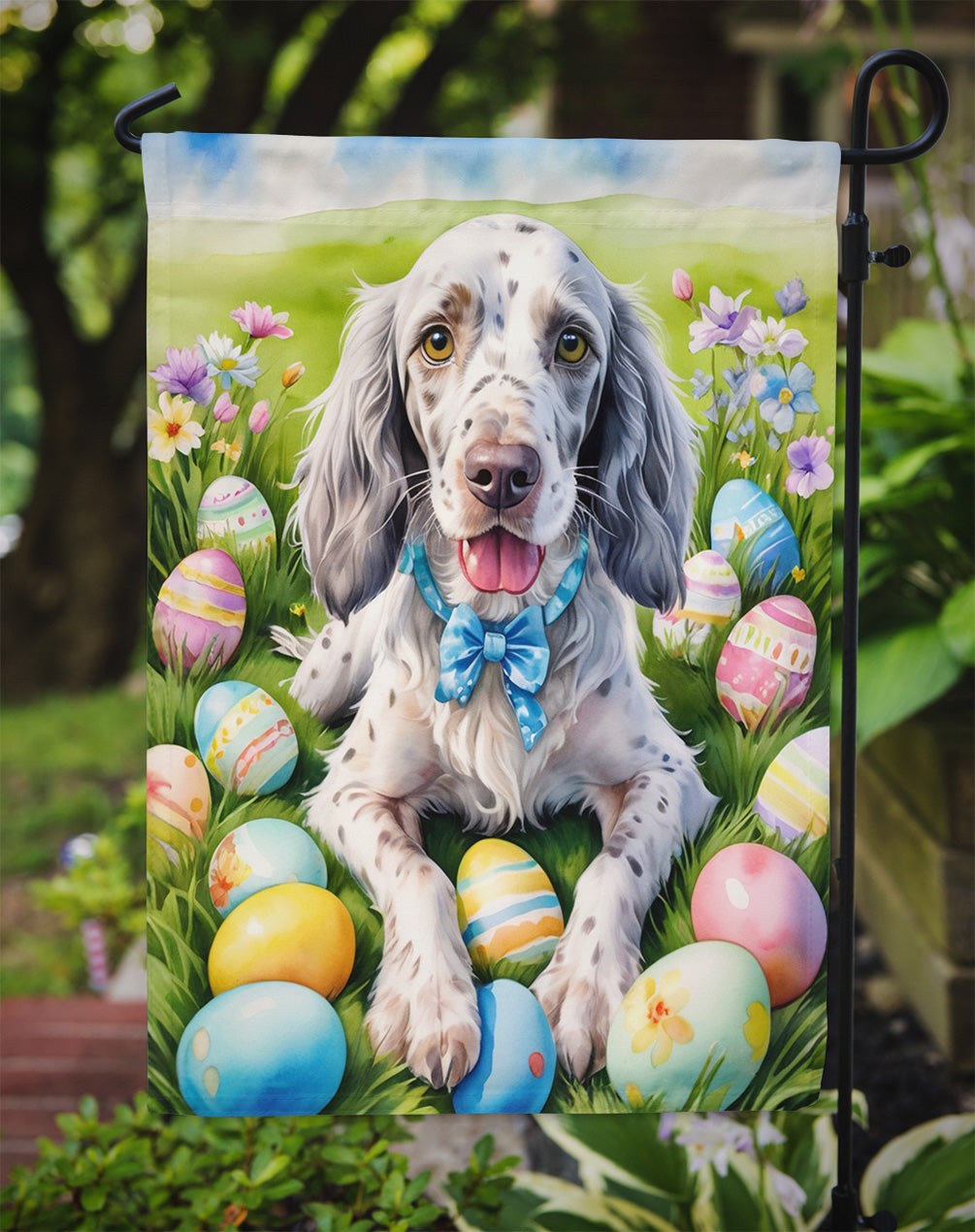 English Setter Easter Egg Hunt Garden Flag