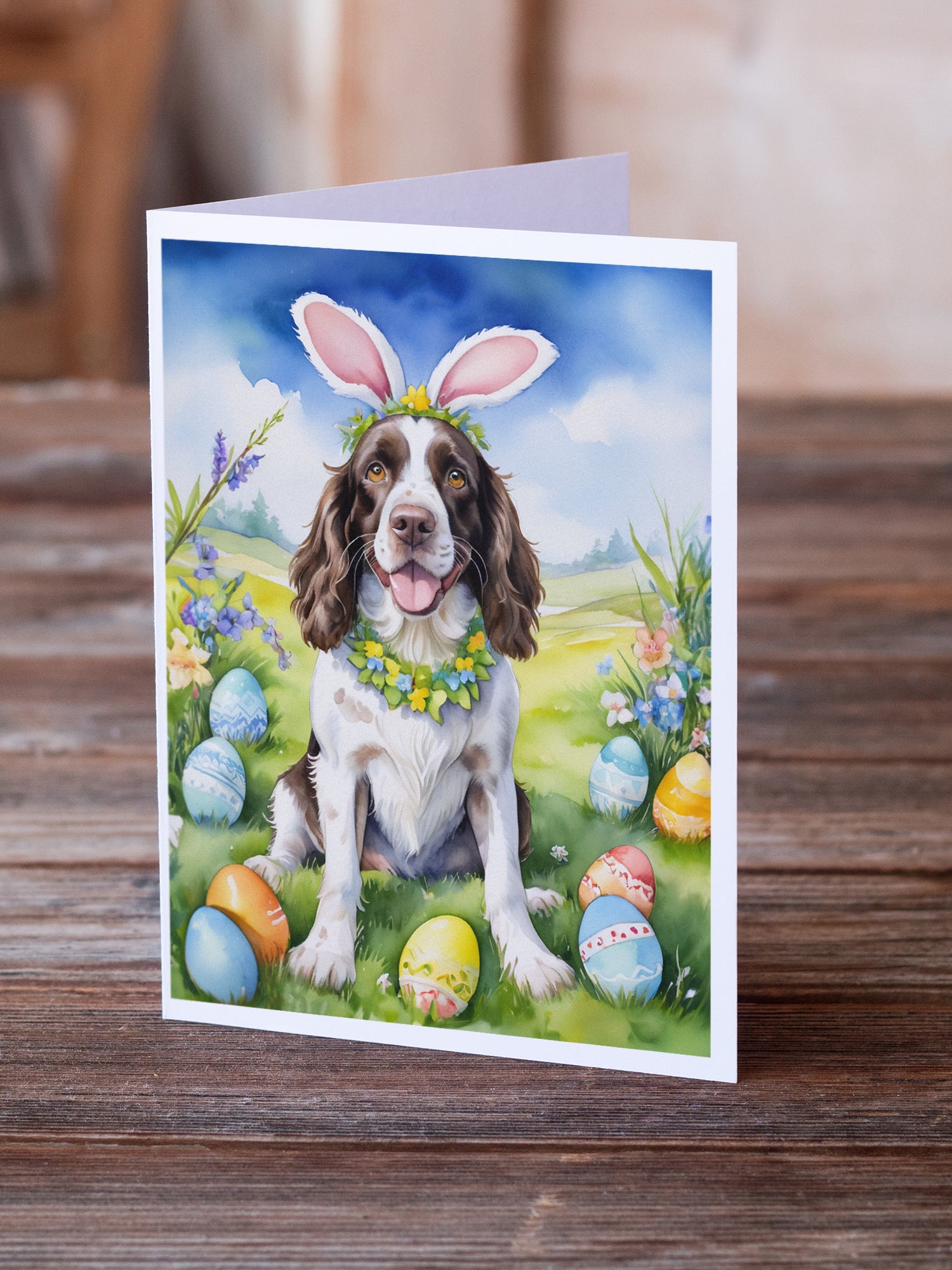 Buy this English Springer Spaniel Easter Egg Hunt Greeting Cards Pack of 8