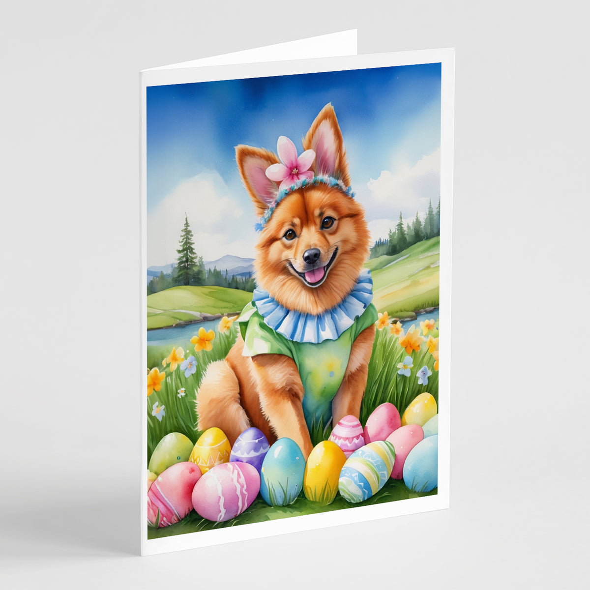 Buy this Finnish Spitz Easter Egg Hunt Greeting Cards Pack of 8